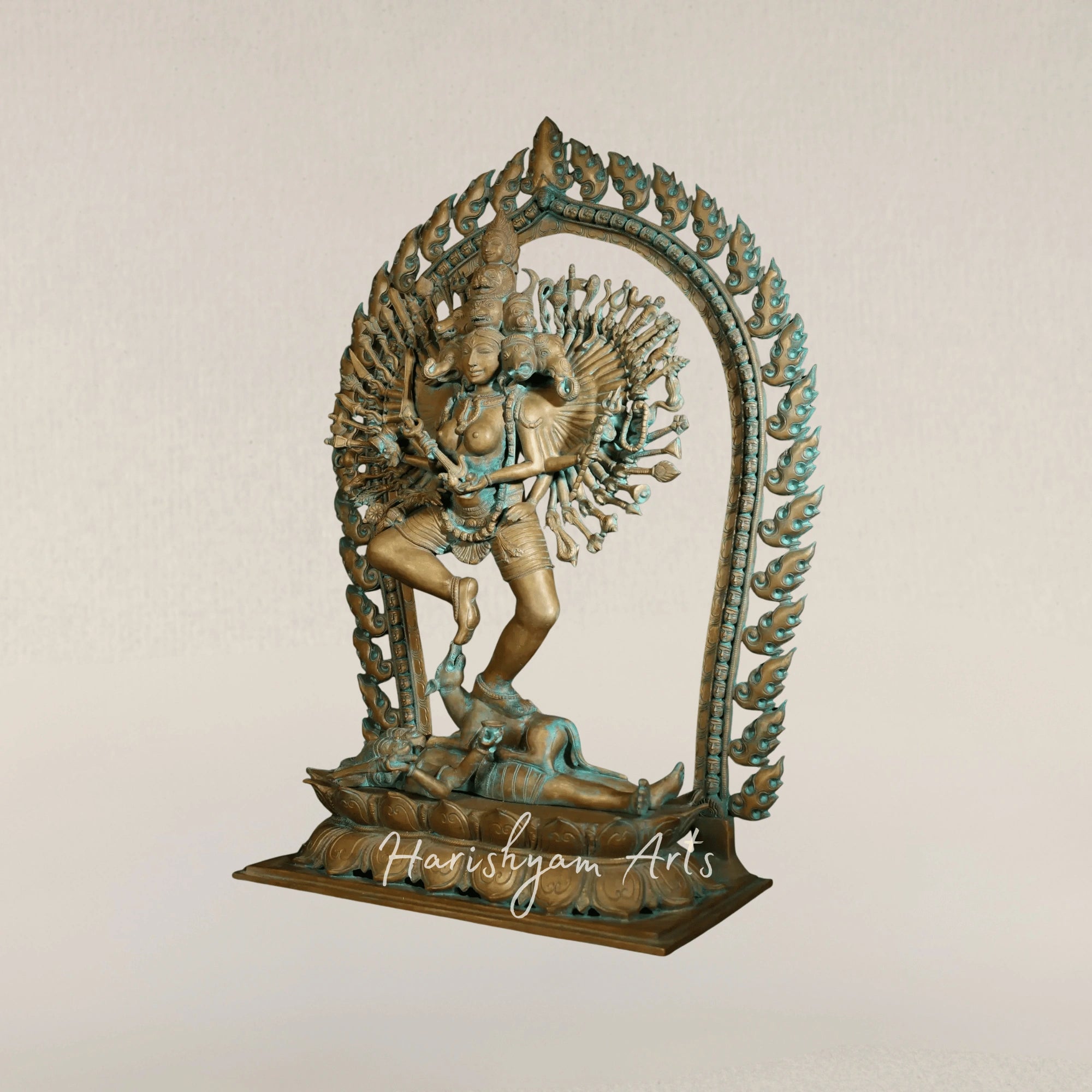36" Guhya Kali Tandava Form Handcrafted Pure Bronze Divine Goddess Statue