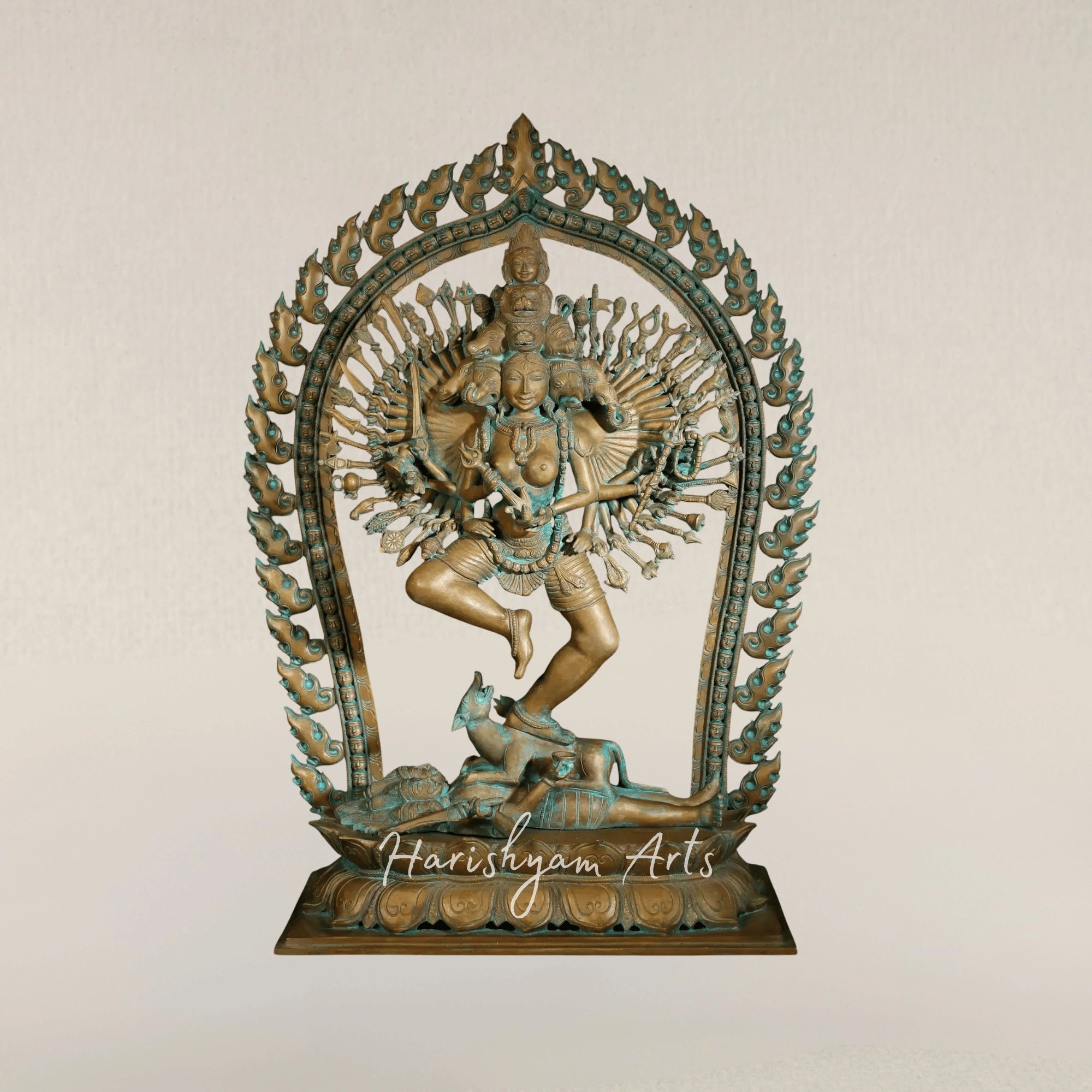 36" Guhya Kali Tandava Form Handcrafted Pure Bronze Divine Goddess Statue