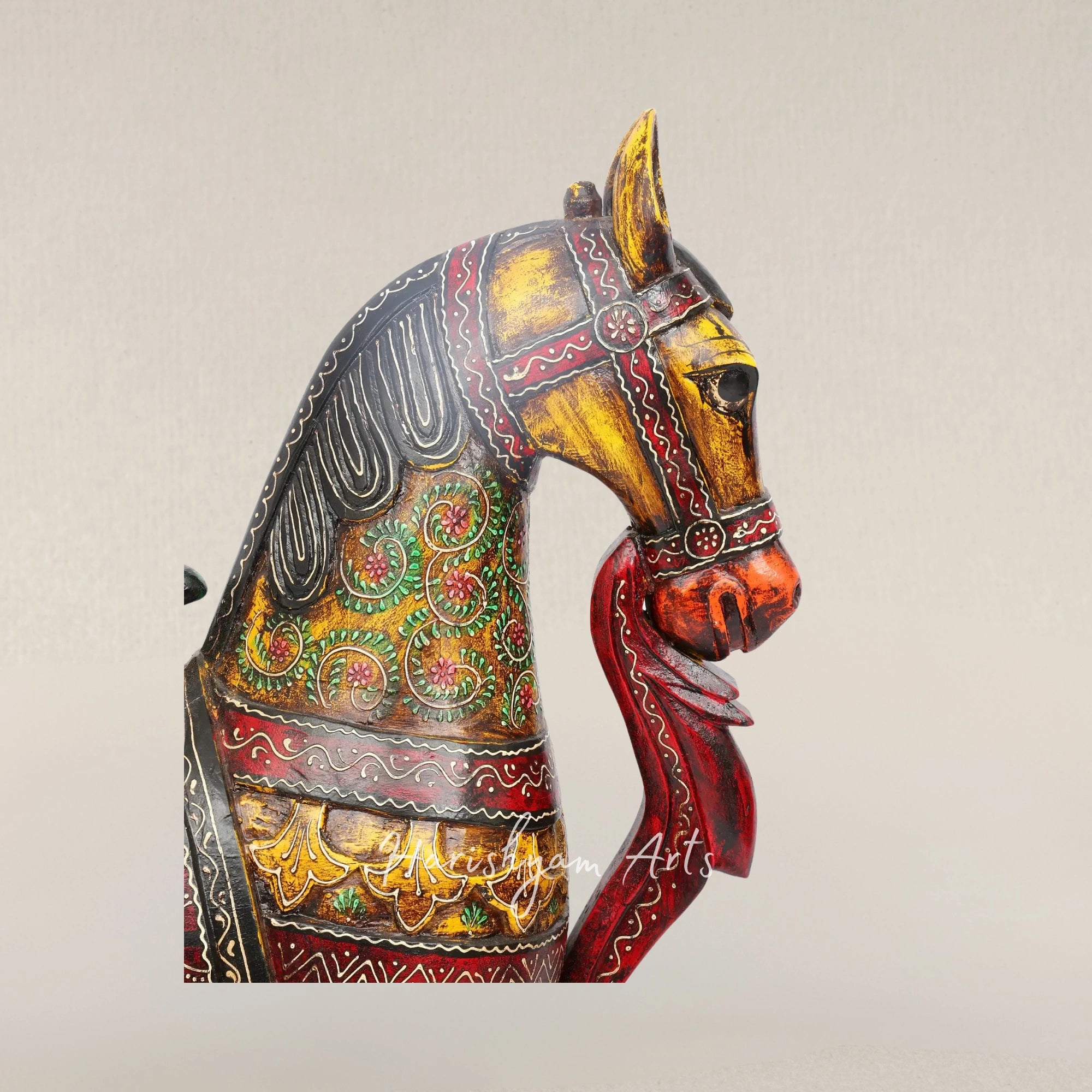 36" His Majesty Painted Wooden Horse in Large Collectible Size