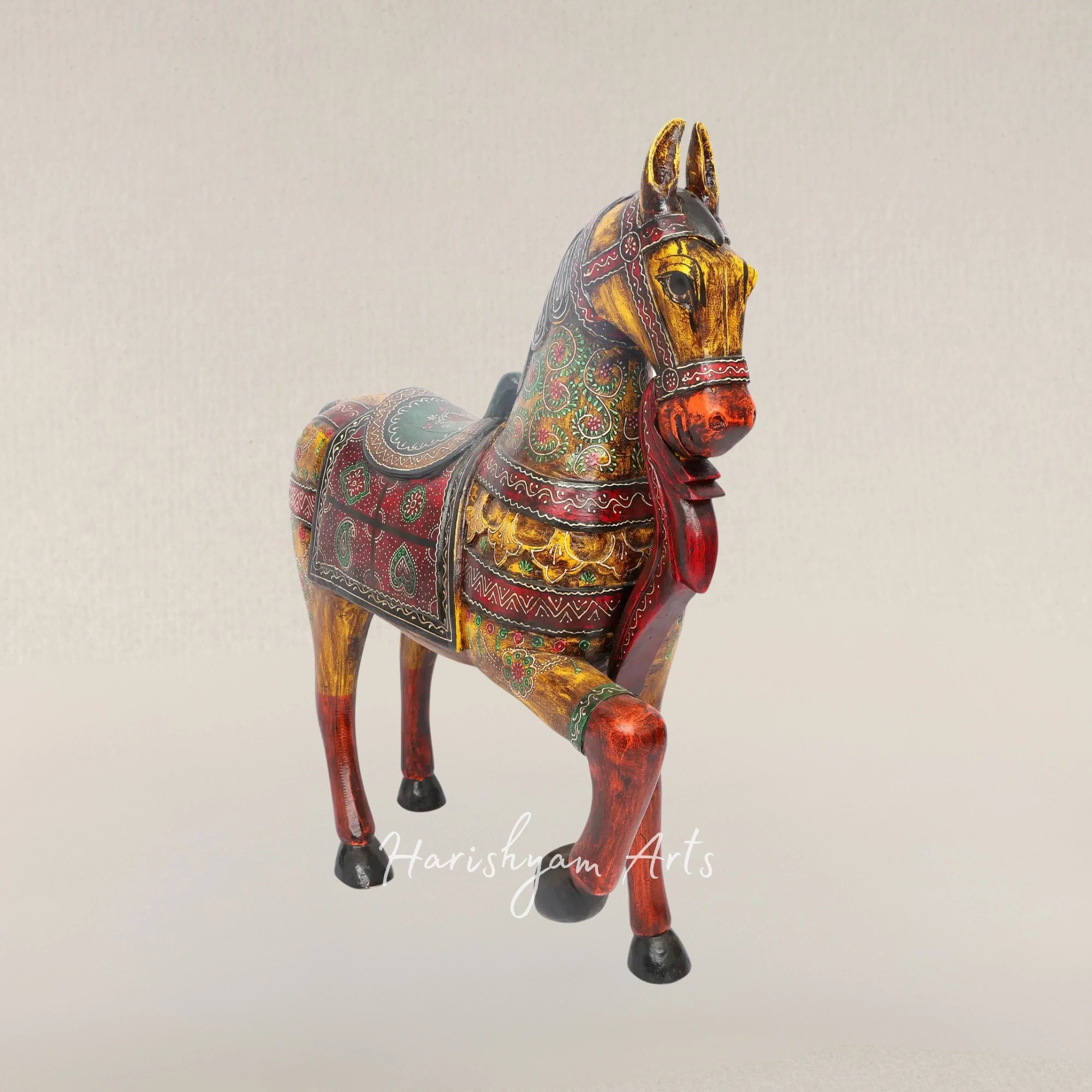 36" His Majesty Painted Wooden Horse in Large Collectible Size