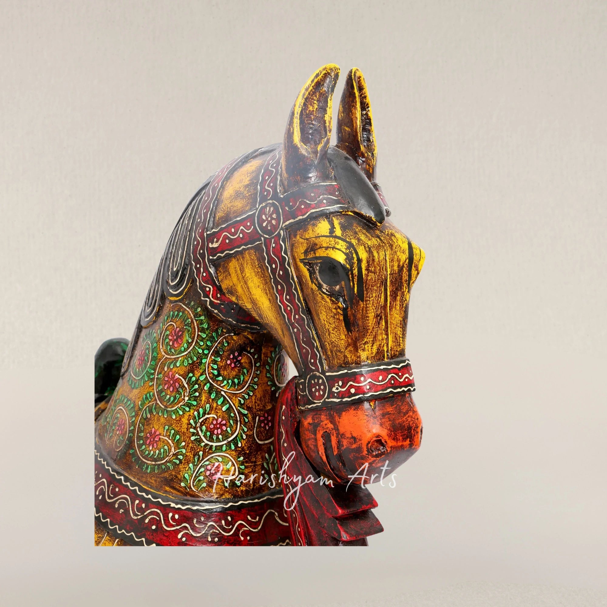 36" His Majesty Painted Wooden Horse in Large Collectible Size