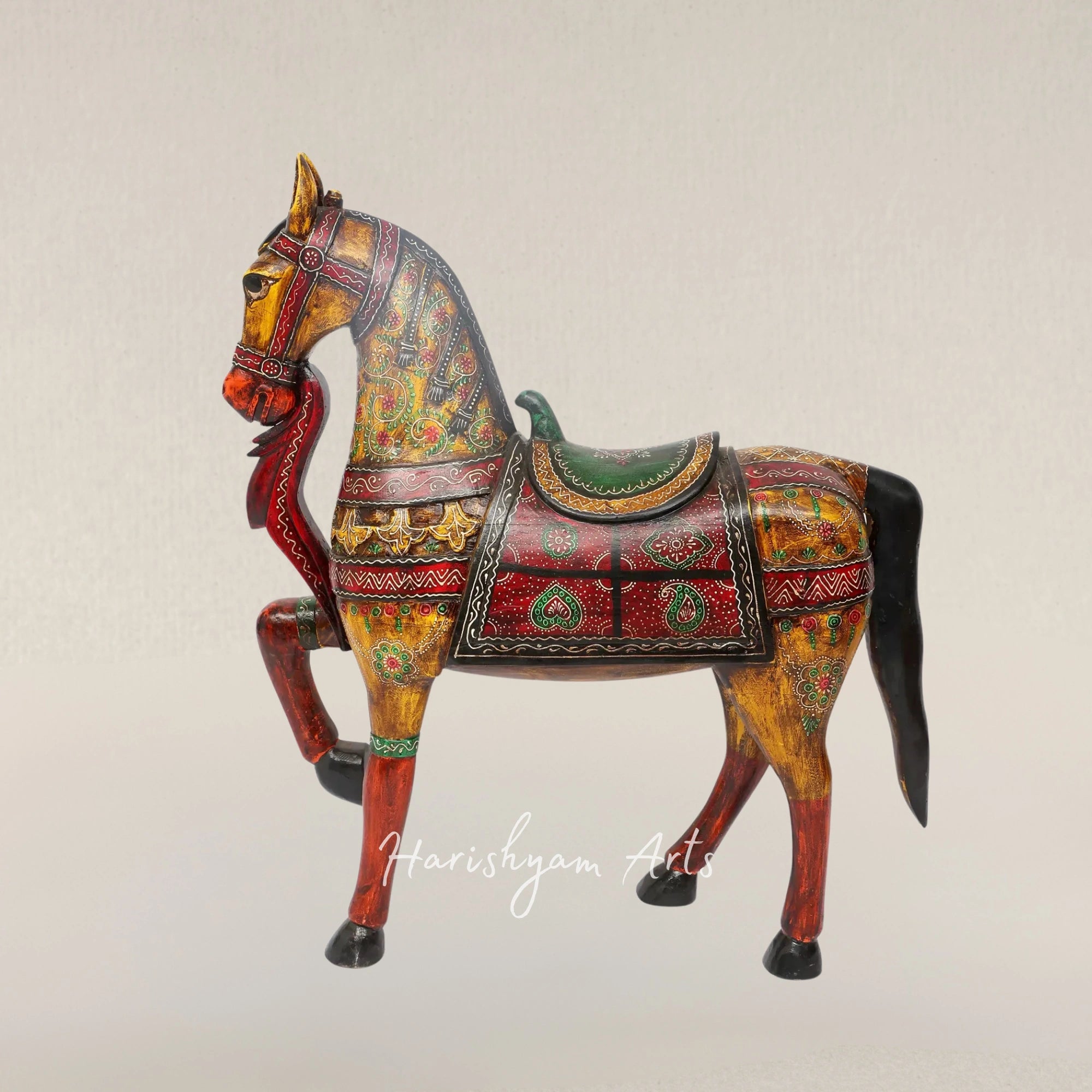 36" His Majesty Painted Wooden Horse in Large Collectible Size