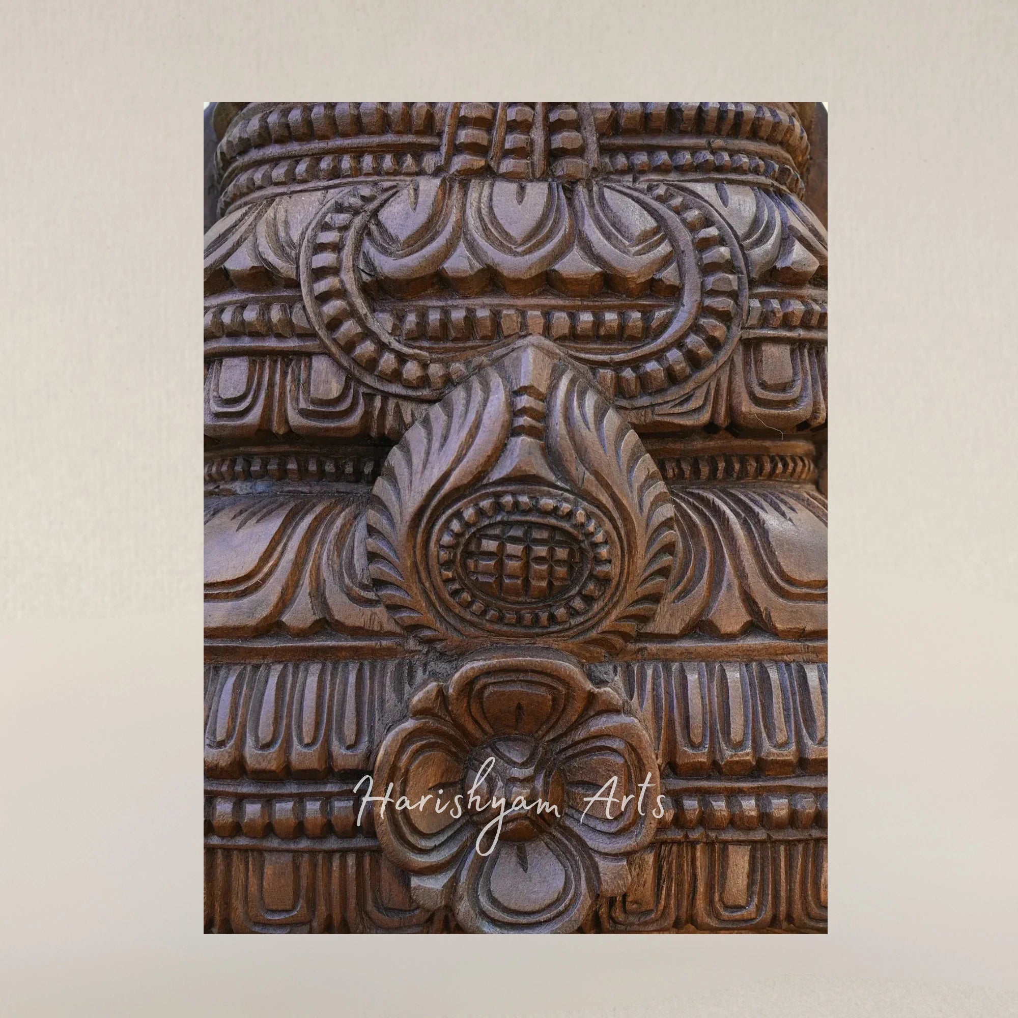 36" Lord Vishnu Wooden Wall Mounted Head Sculpture