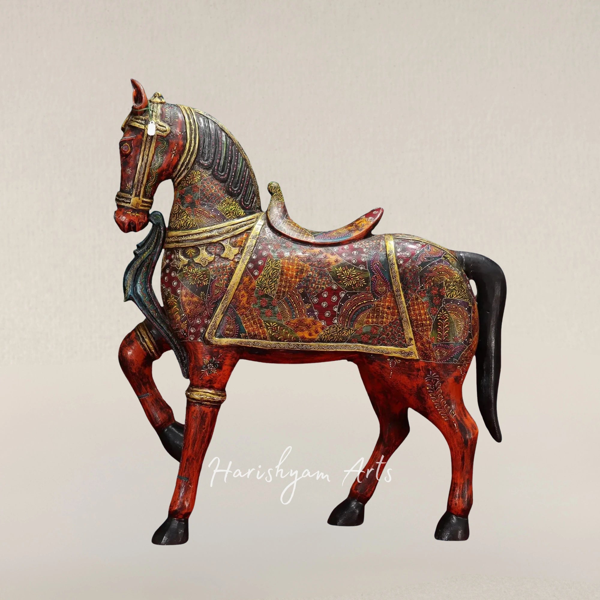 36" Majestic Hand Painted Running Horse Decorative Statue