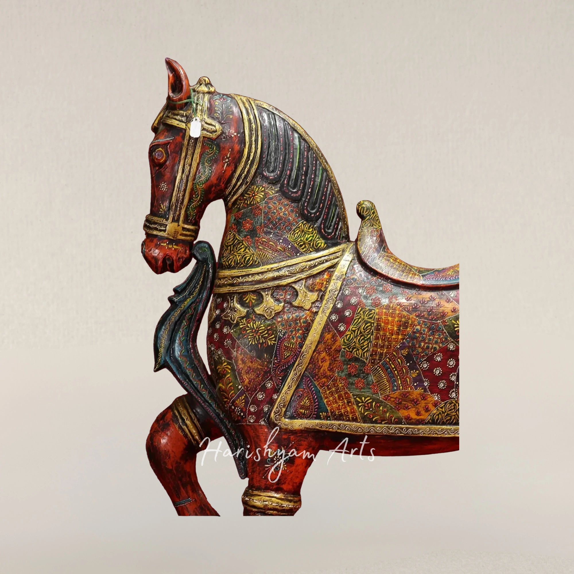 36" Majestic Hand Painted Running Horse Decorative Statue