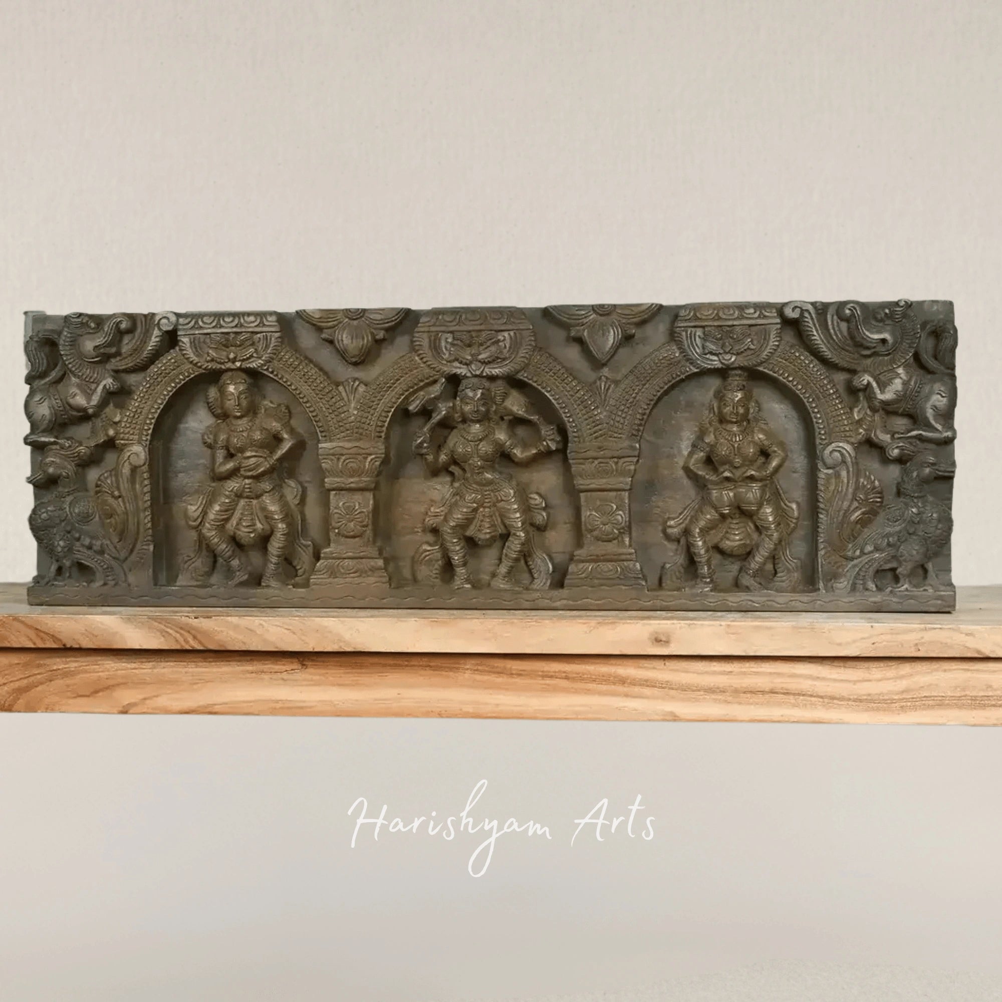 36" Ornate Wooden Apsara Decorative Wall Panel