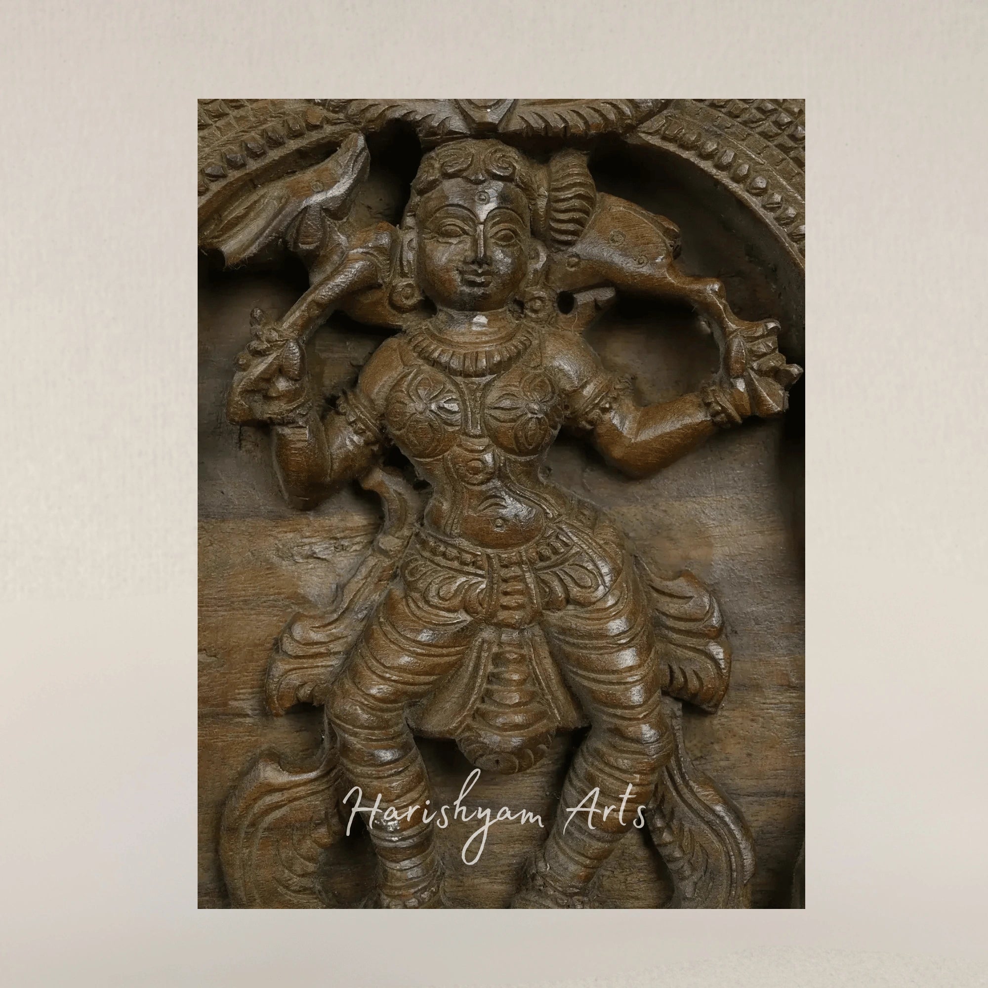 36" Ornate Wooden Apsara Decorative Wall Panel