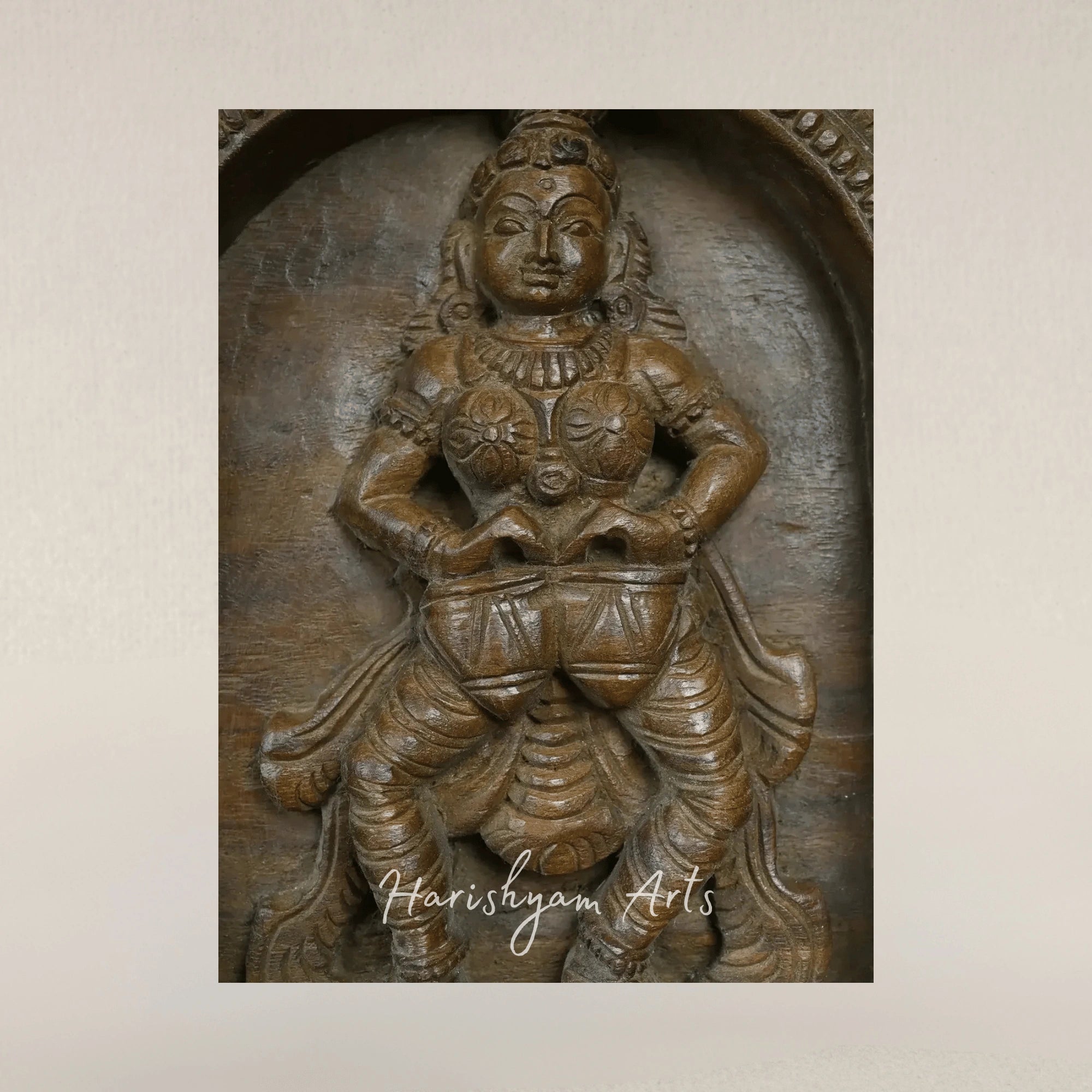 36" Ornate Wooden Apsara Decorative Wall Panel