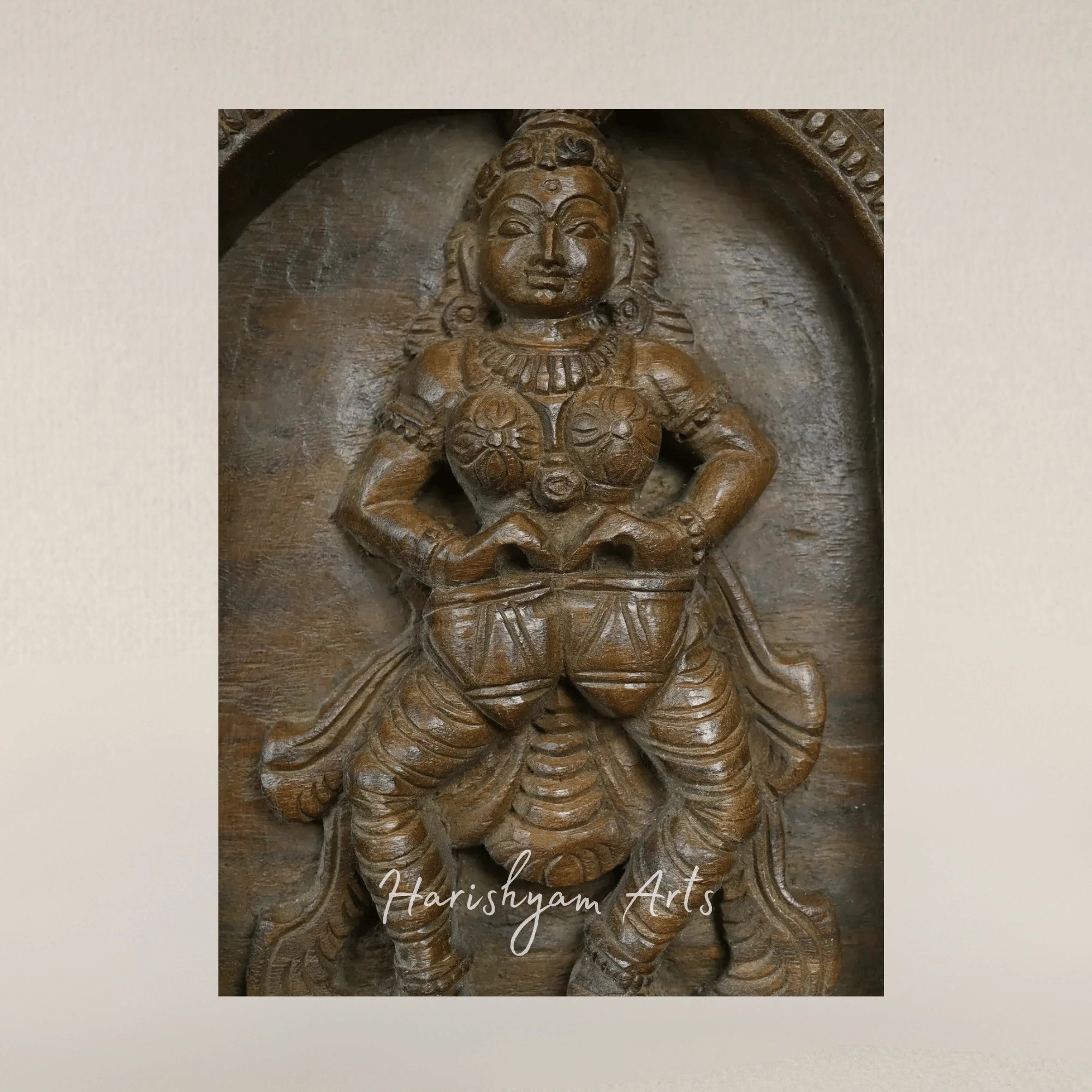 36" Ornate Wooden Apsara Decorative Wall Panel