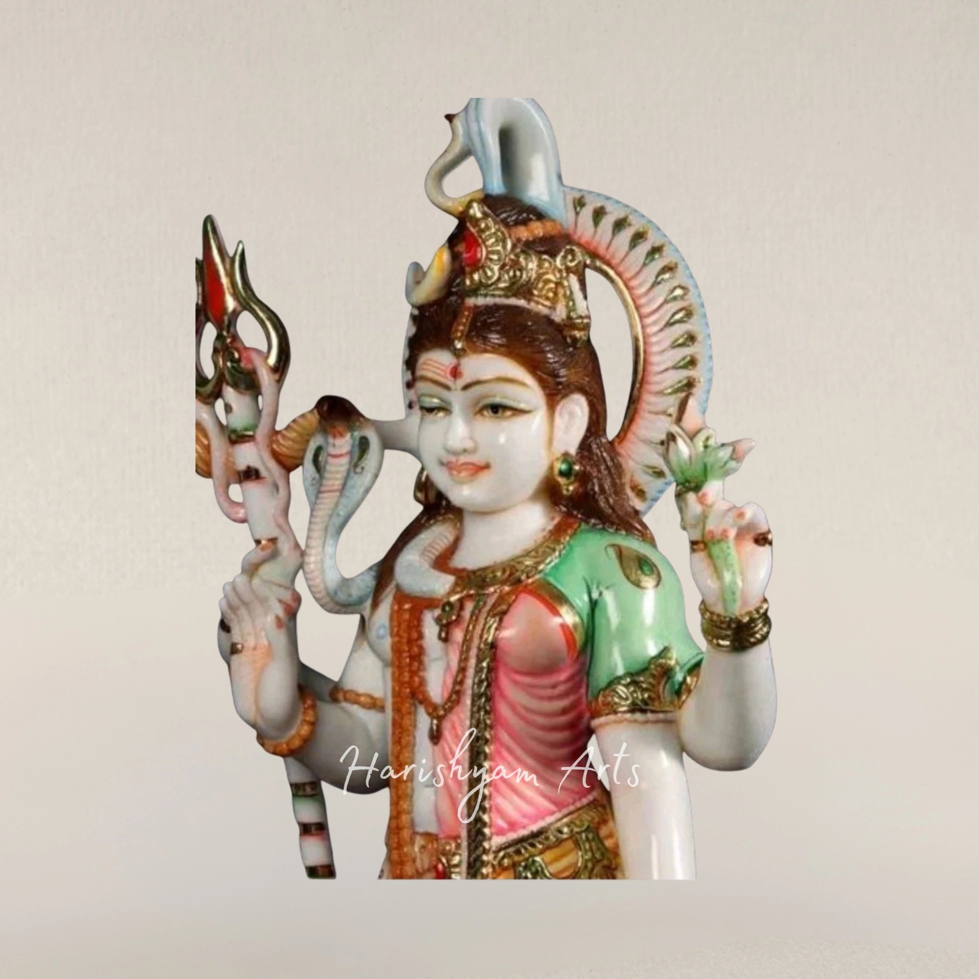 36" Sacred Ardhanarishvara Pure White Marble Murti in Standing Form