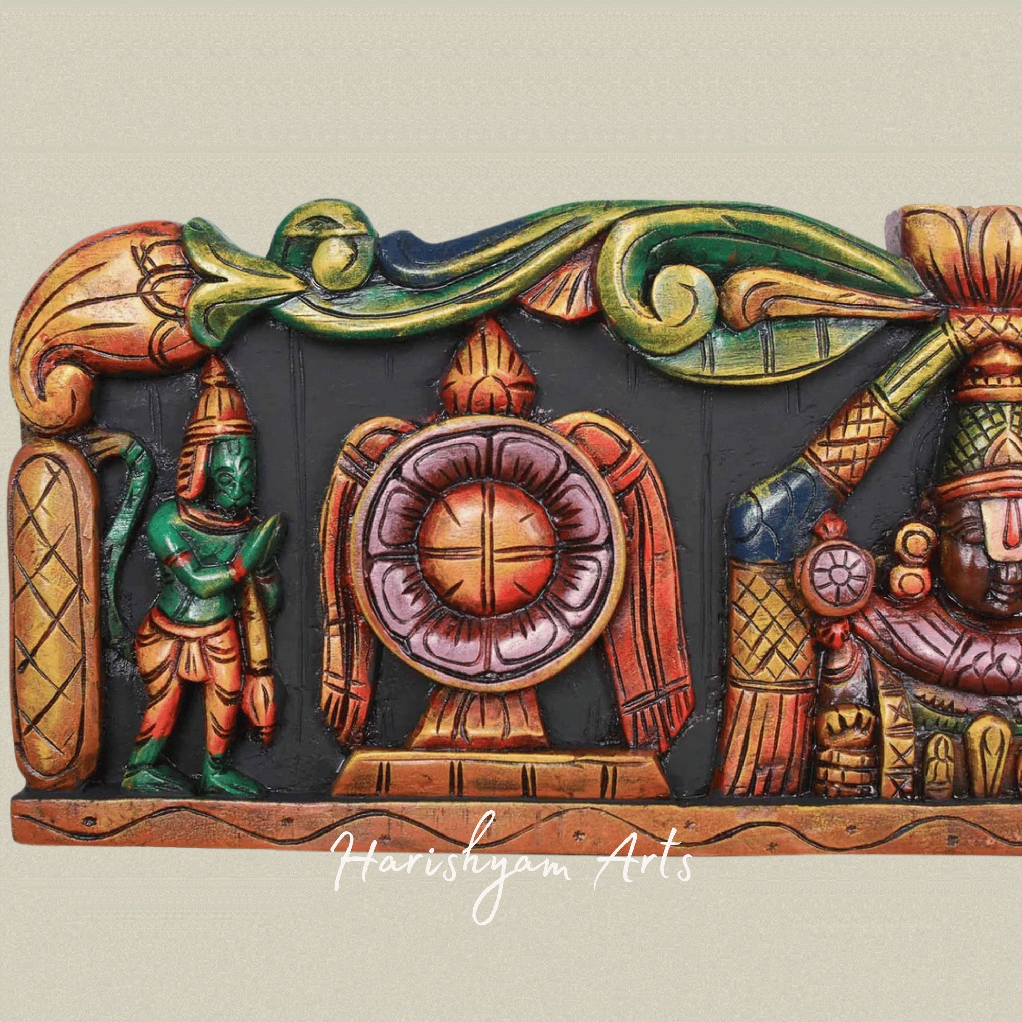 36" Tirupati Balaji Floral Design Painted Wooden Panel
