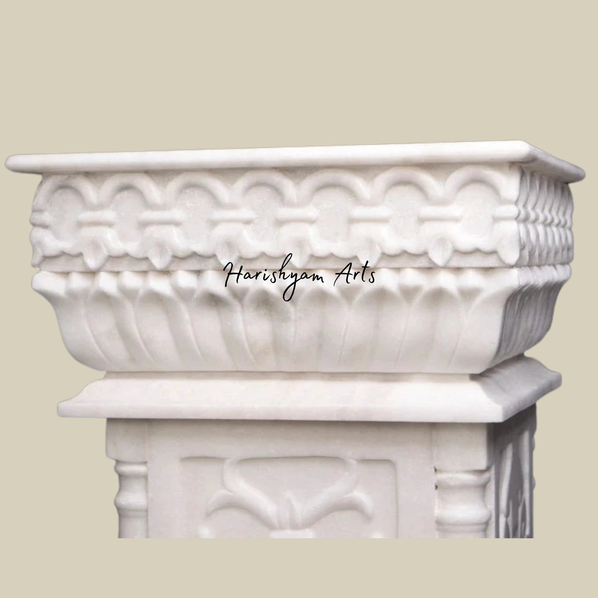 36" Carving Marble Tulsi Pot Online in India8