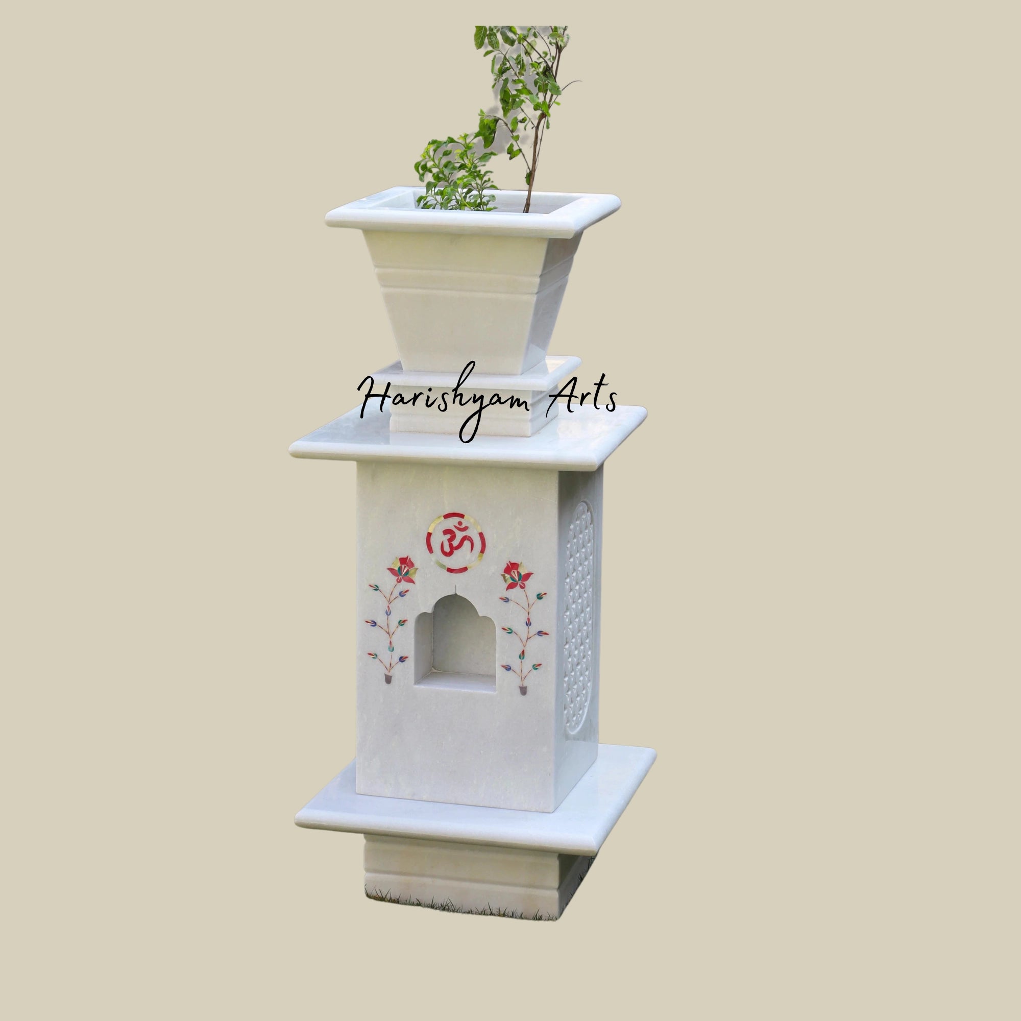 36" Marble Tulsi Planter for Garden1