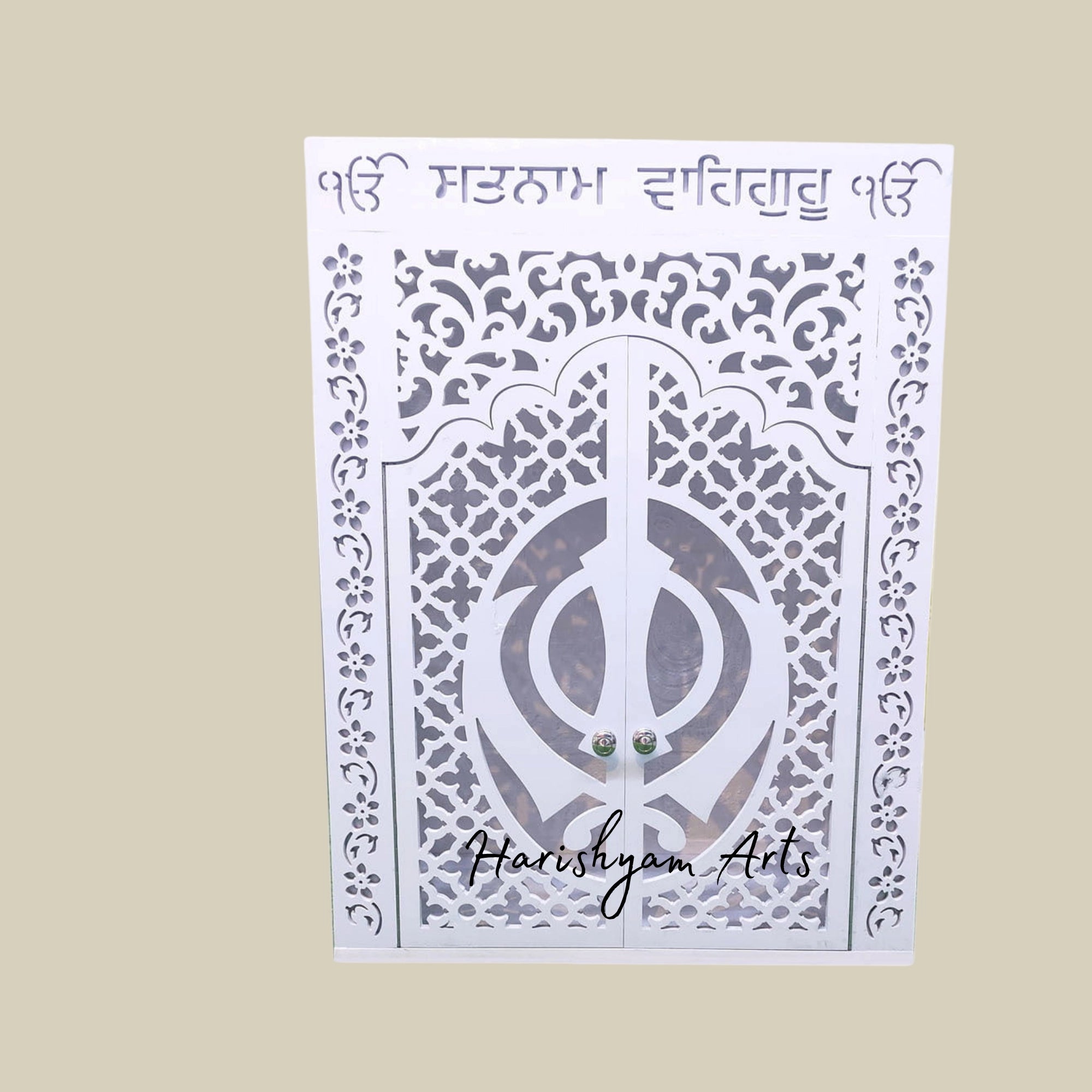 36" waheguru corian mandir with Guru Nanak Ji Mandir Backlit Panel1