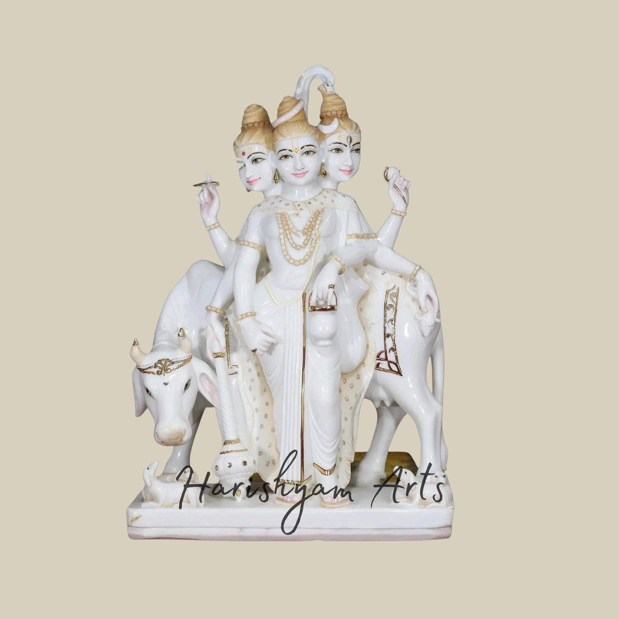 36" Large Lord Dattatreya Marble Statue