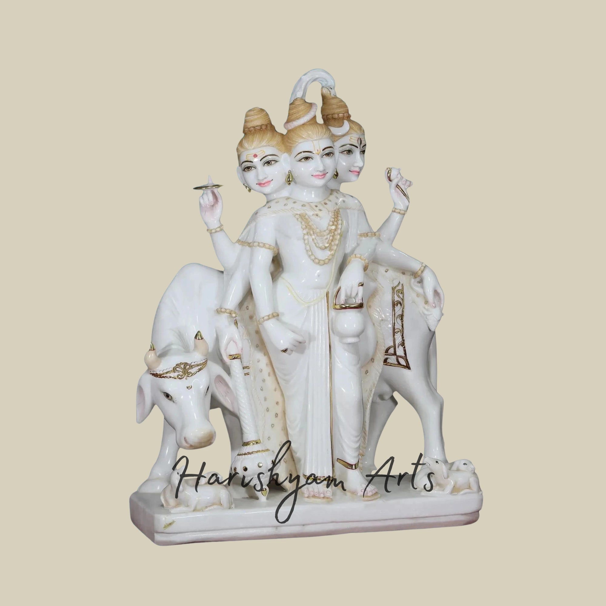 36" Large Lord Dattatreya Marble Statue2