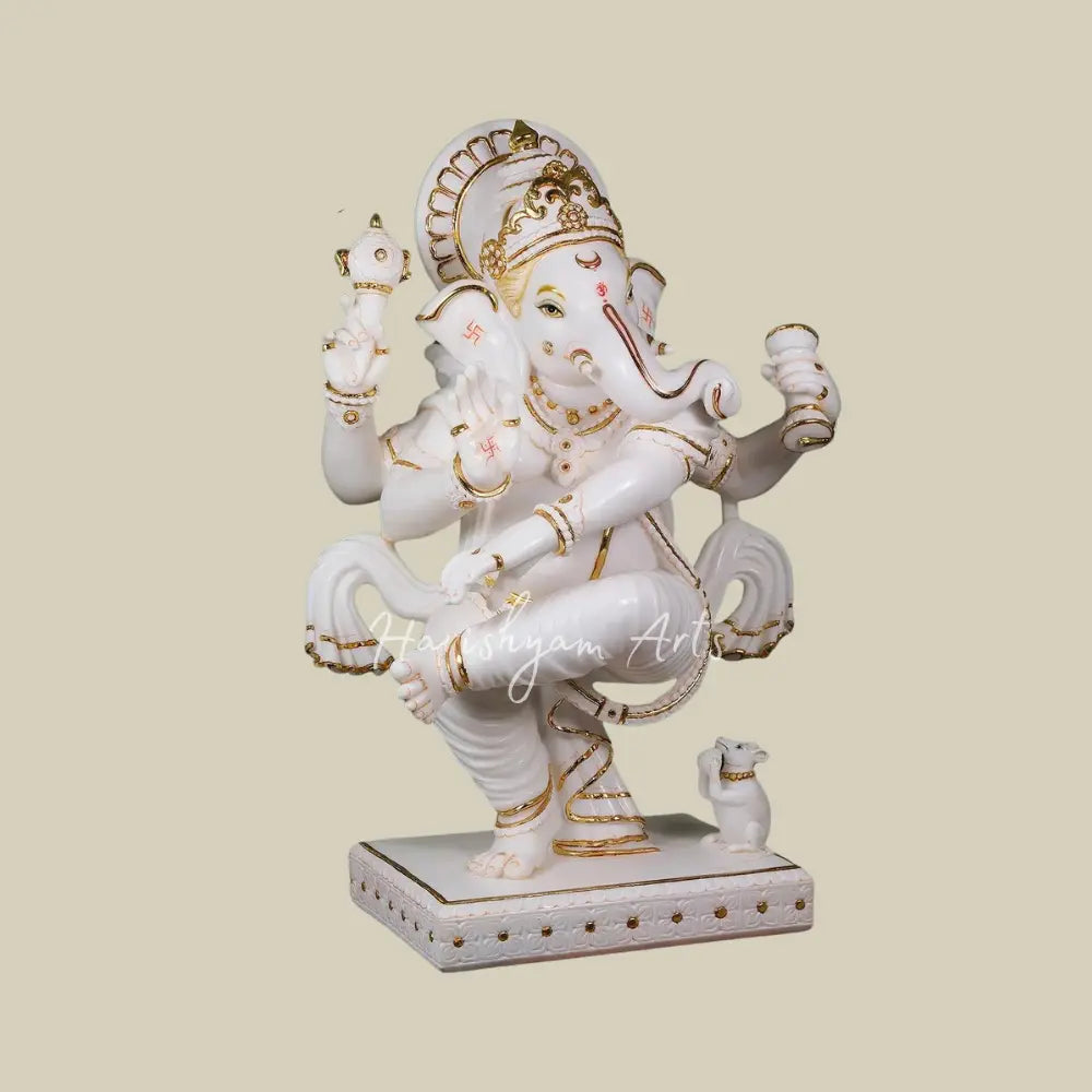 36" Large Dancing Ganesha Marble Moorti