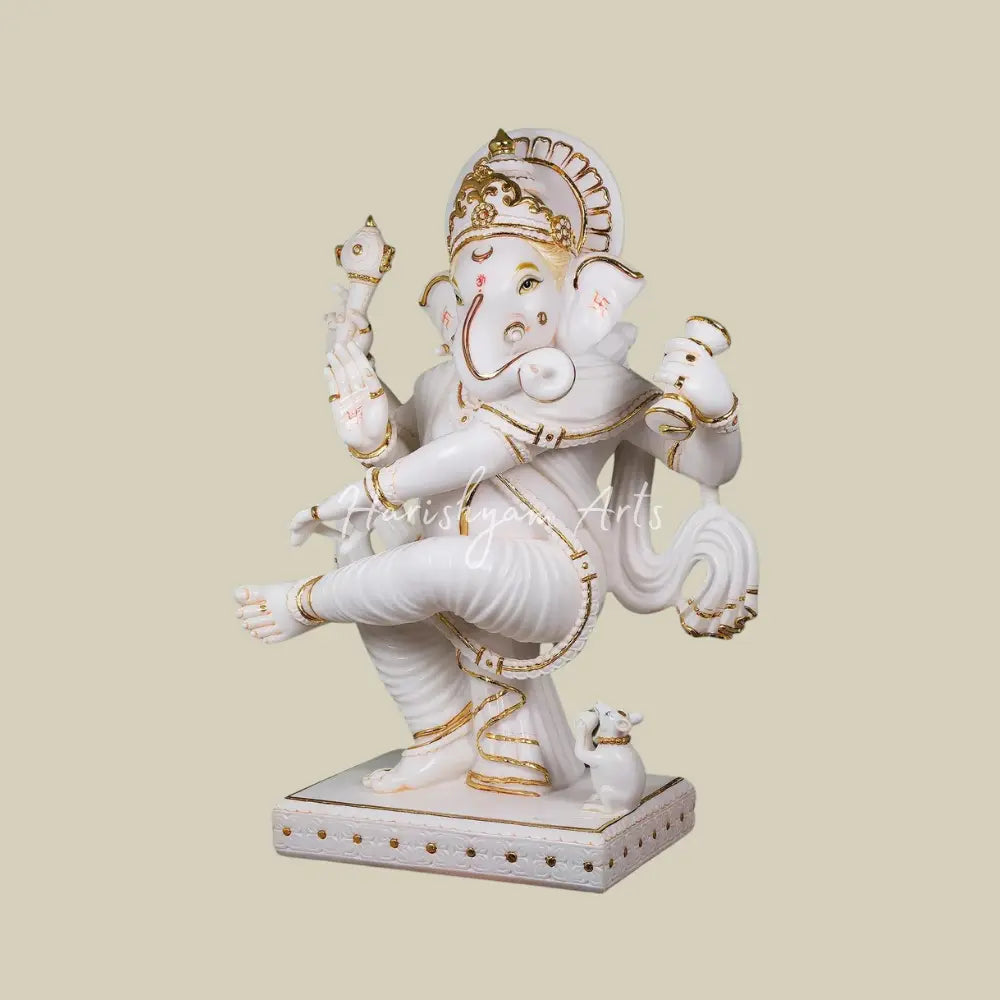 36" Large Dancing Ganesha Marble Moorti