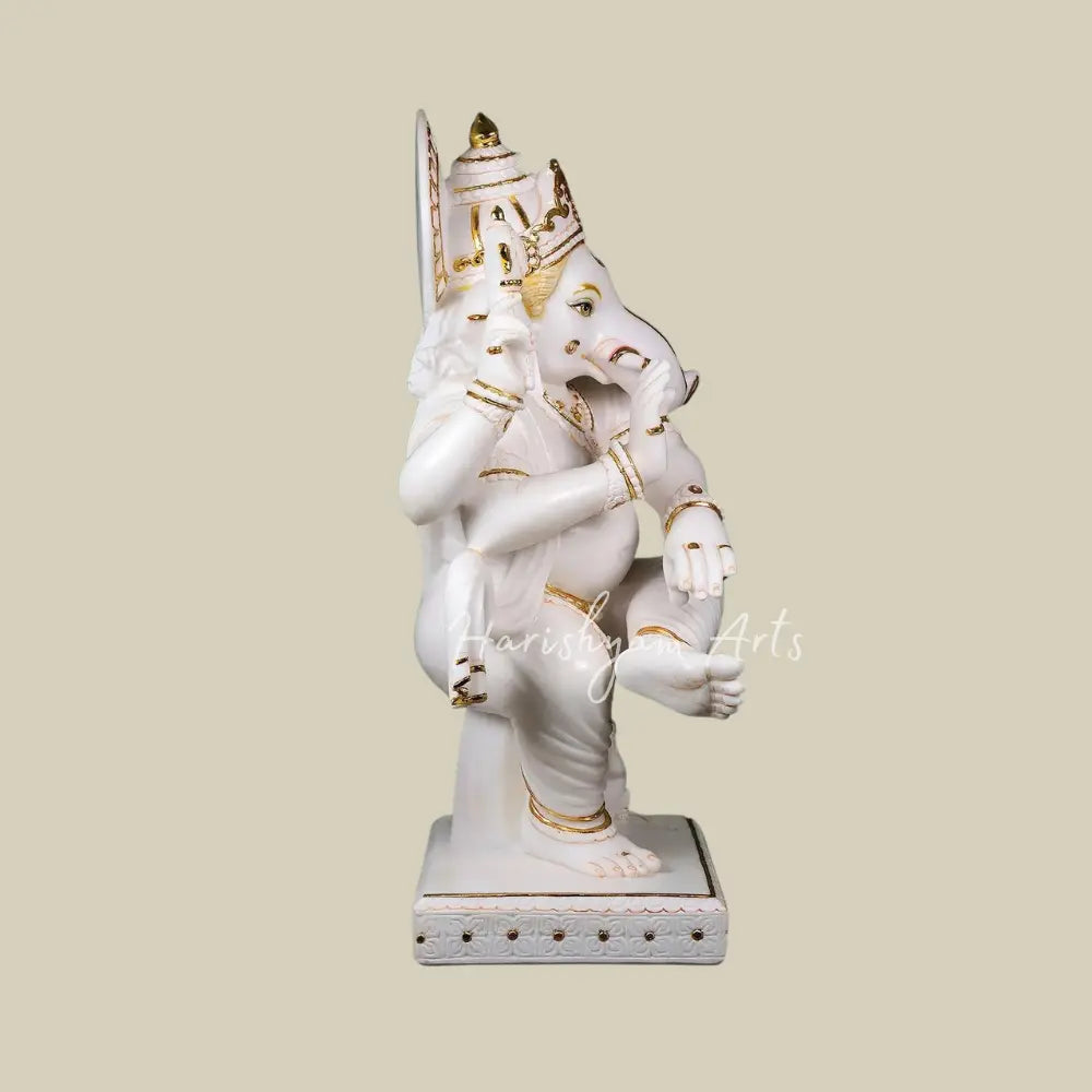 36" Large Dancing Ganesha Marble Moorti