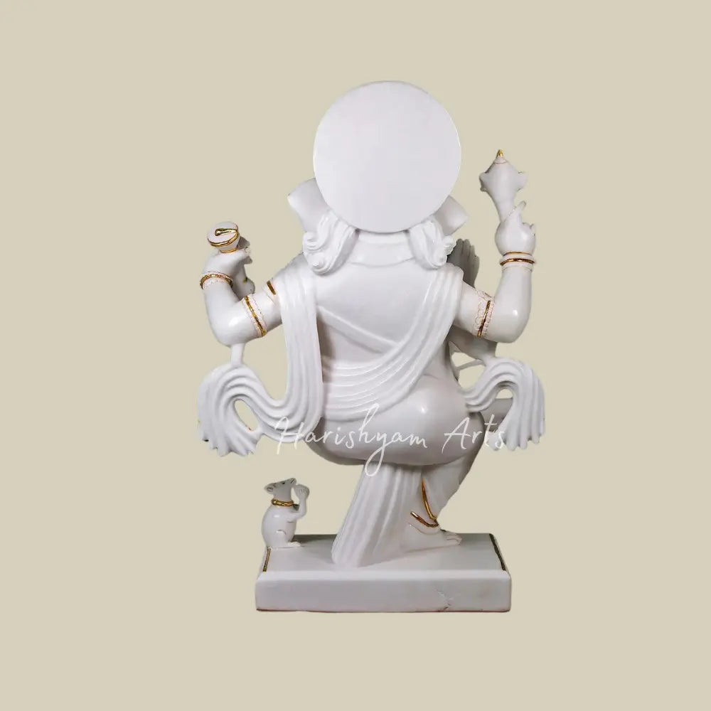 36" Large Dancing Ganesha Marble Moorti