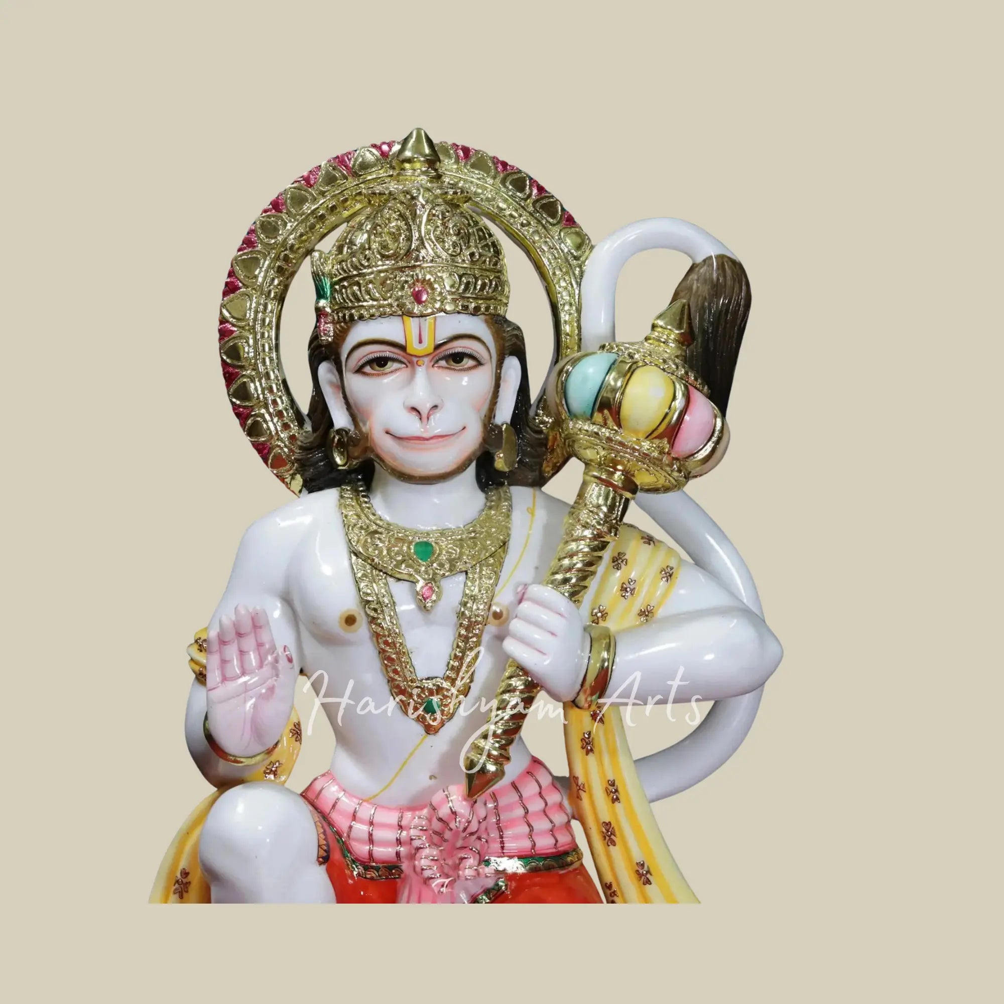 36 inches Large White Makrana Marble Hanuman Idol