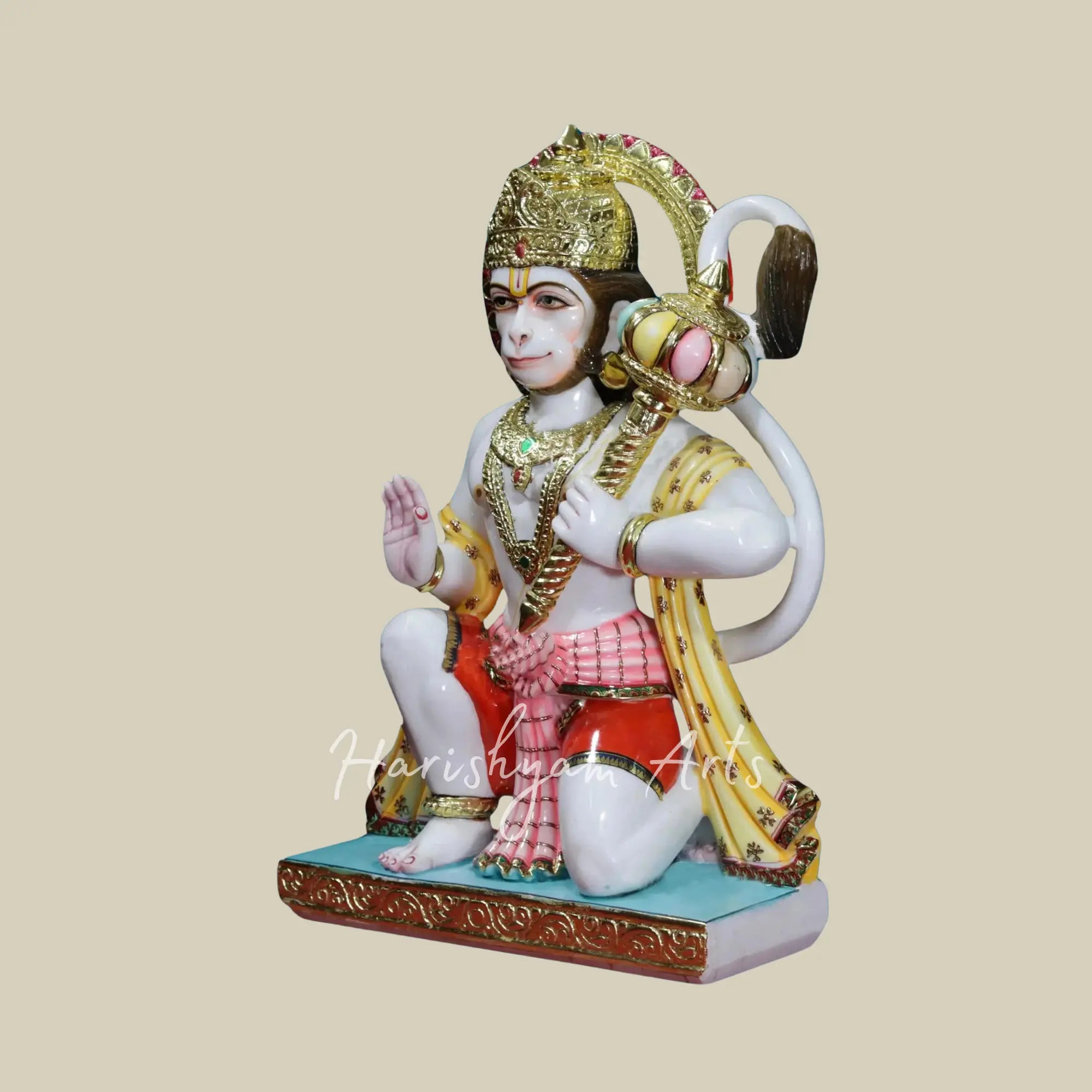 36 inches Large White Makrana Marble Hanuman Idol 1