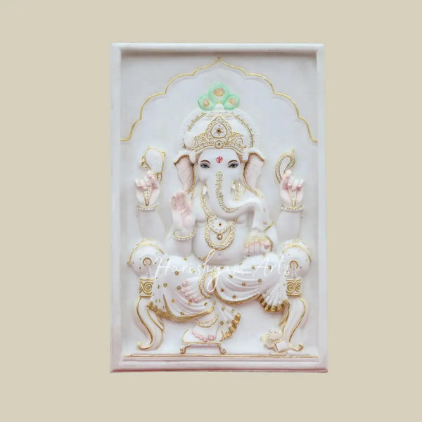 36 inches Lord Ganesha Marble Panel in Vietnam Marble