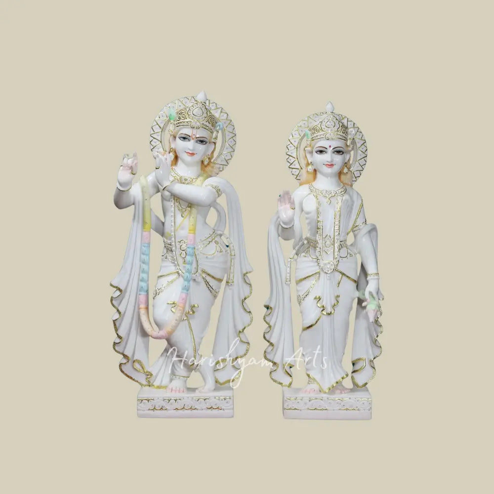 36" Radha and Krishna Vietnam Marble Statue