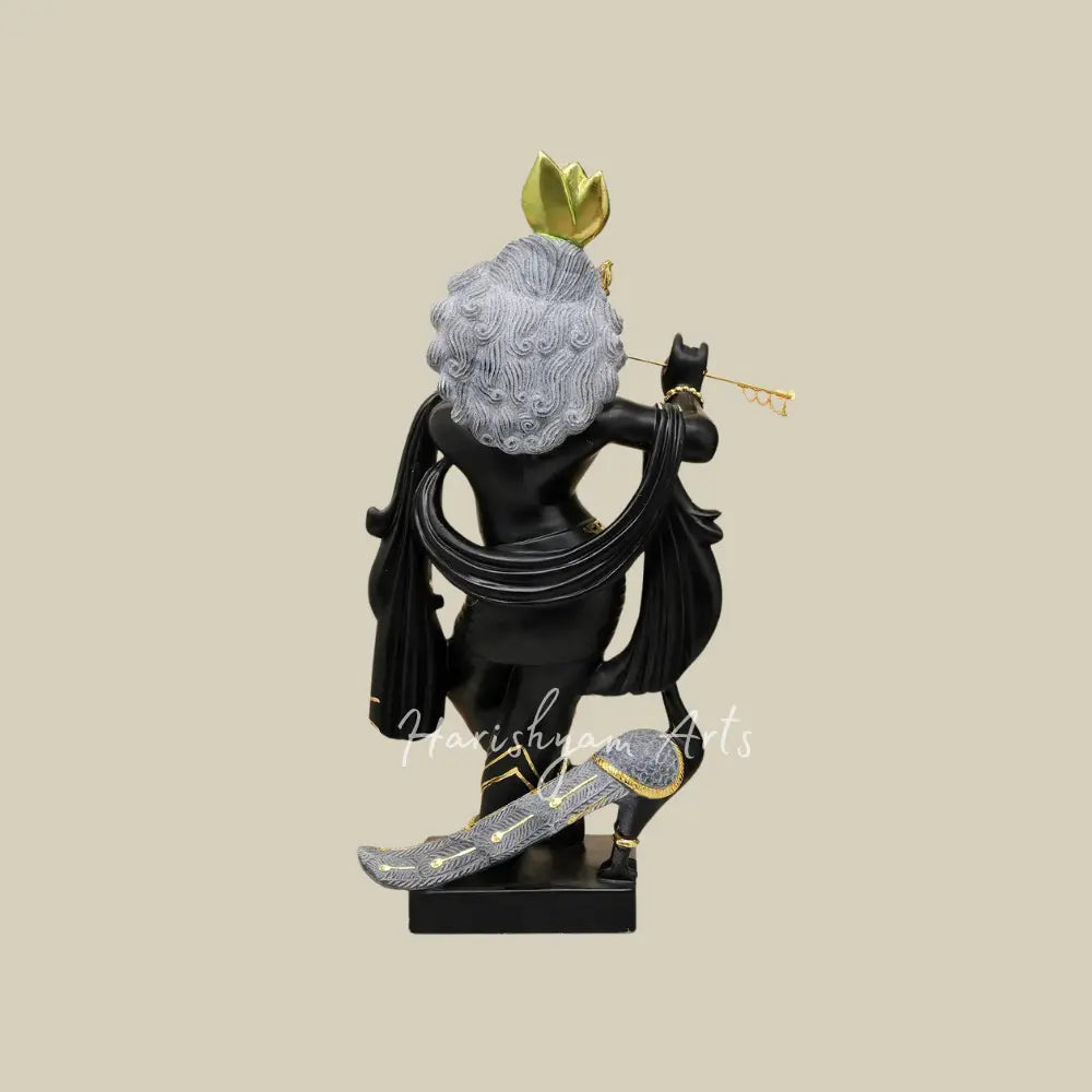 36" large Krishna Statue in Black Marble