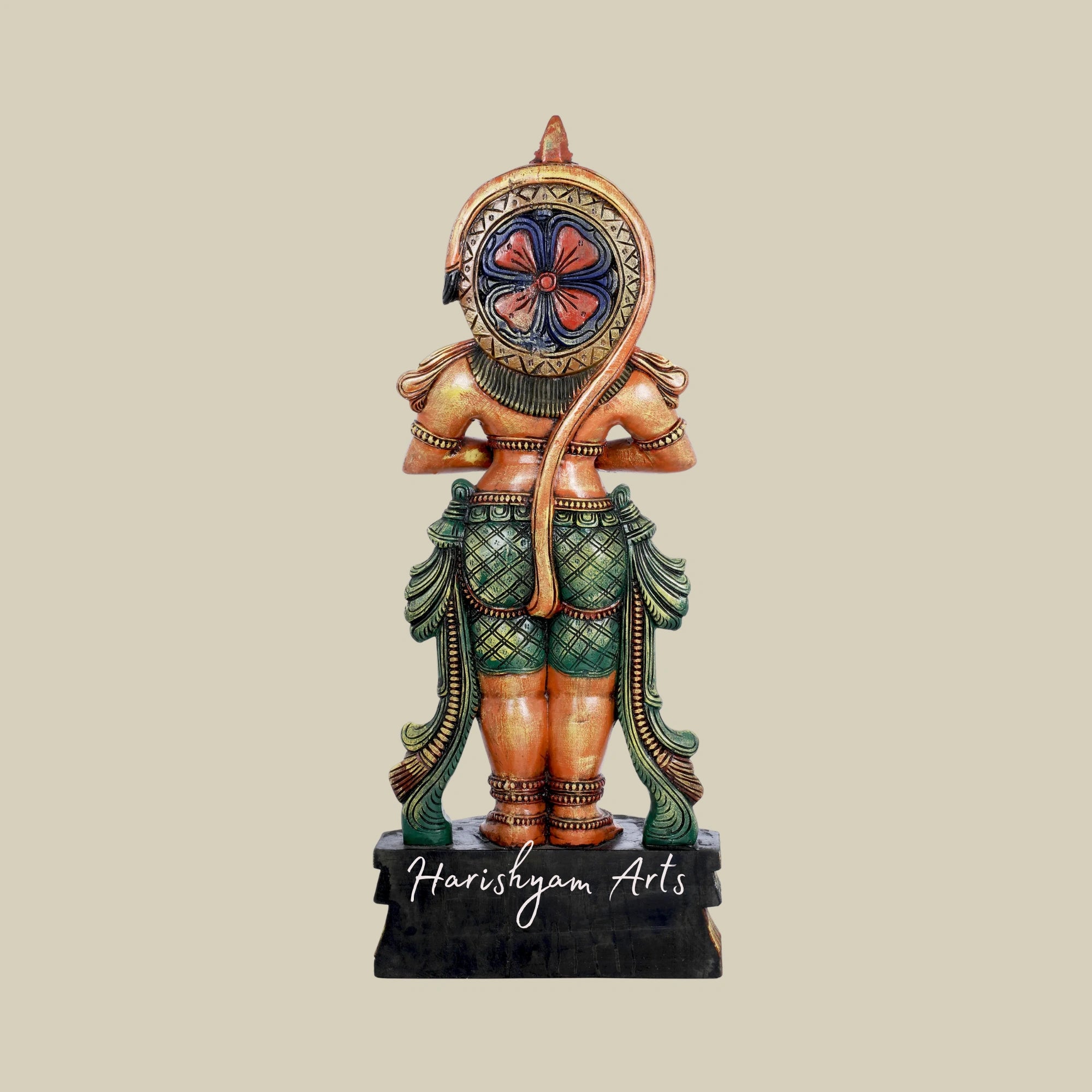 37" Large Bhakta Hanuman Wooden Idol for Home Temple2