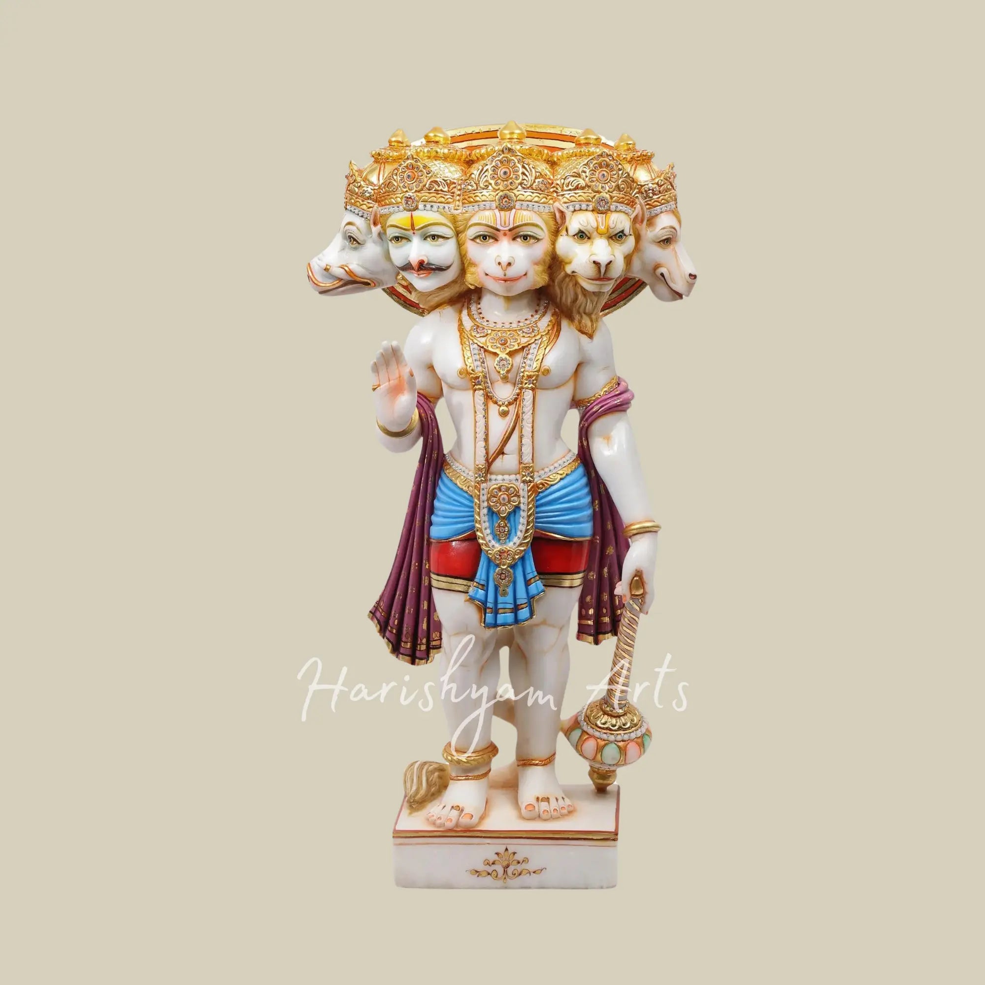 37 inches Large Panchamukha Hanuman Marble Statue 4