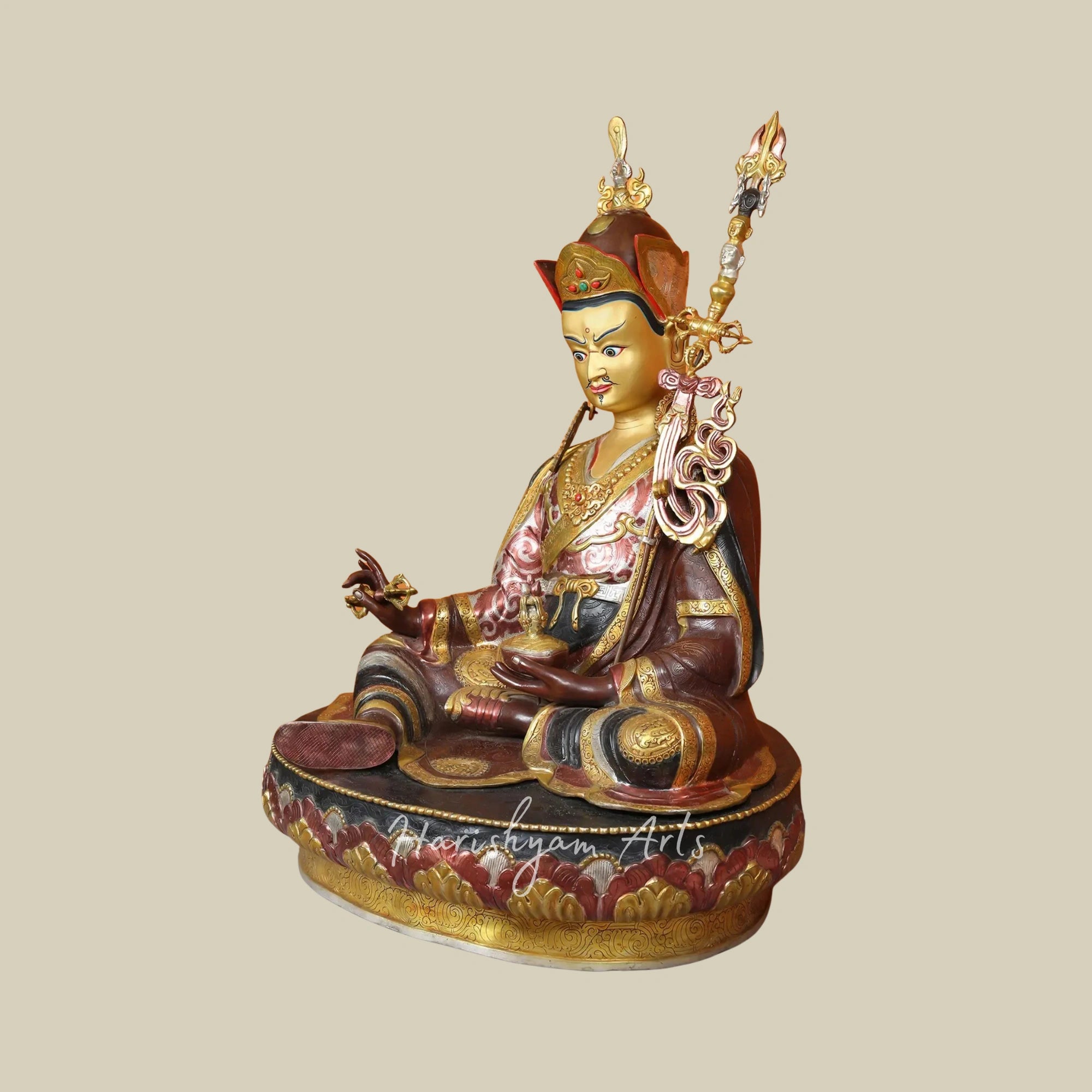 38" Himalayan Copper Guru Padmasambhava Statue Handcrafted in Nepal