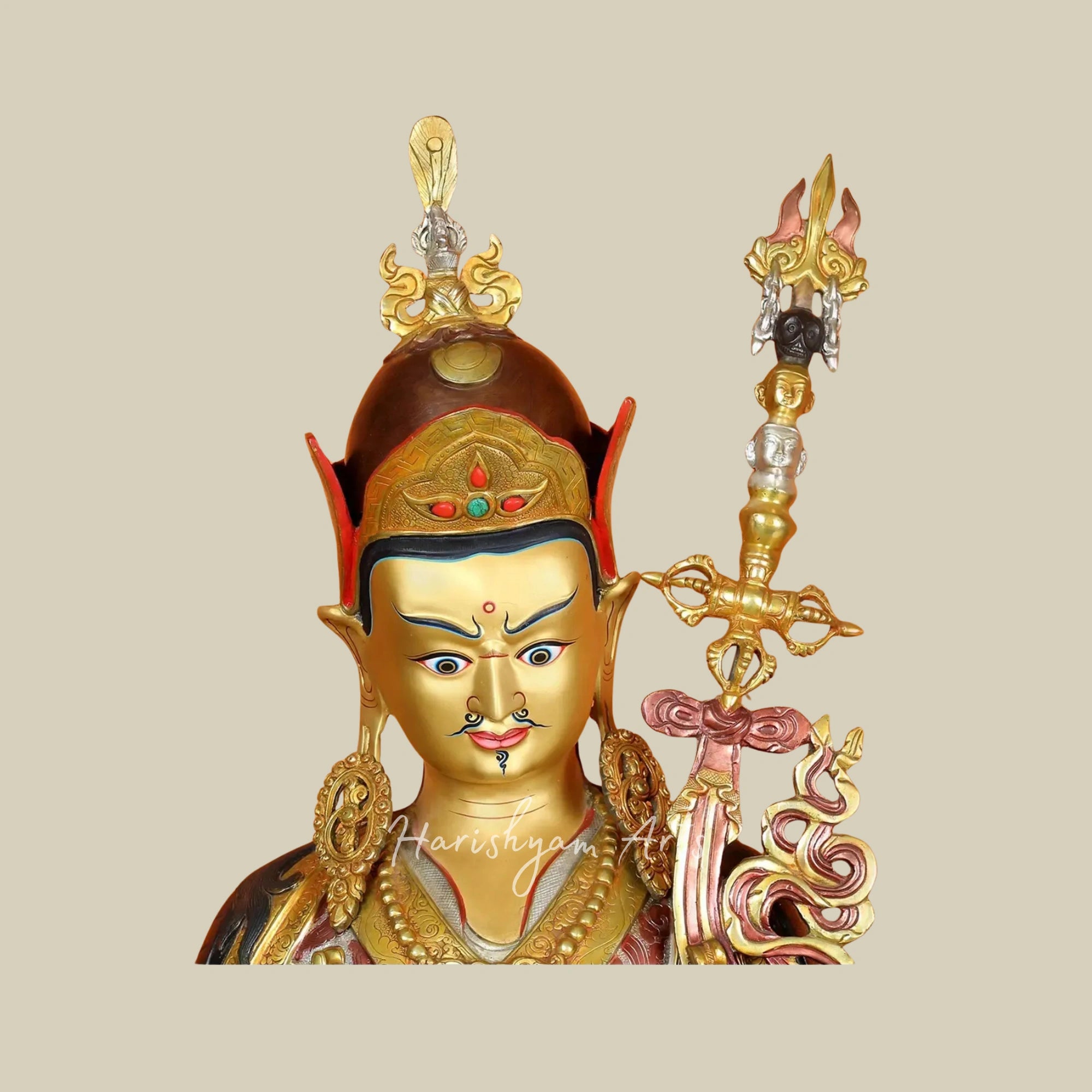 38" Himalayan Copper Guru Padmasambhava Statue Handcrafted in Nepal