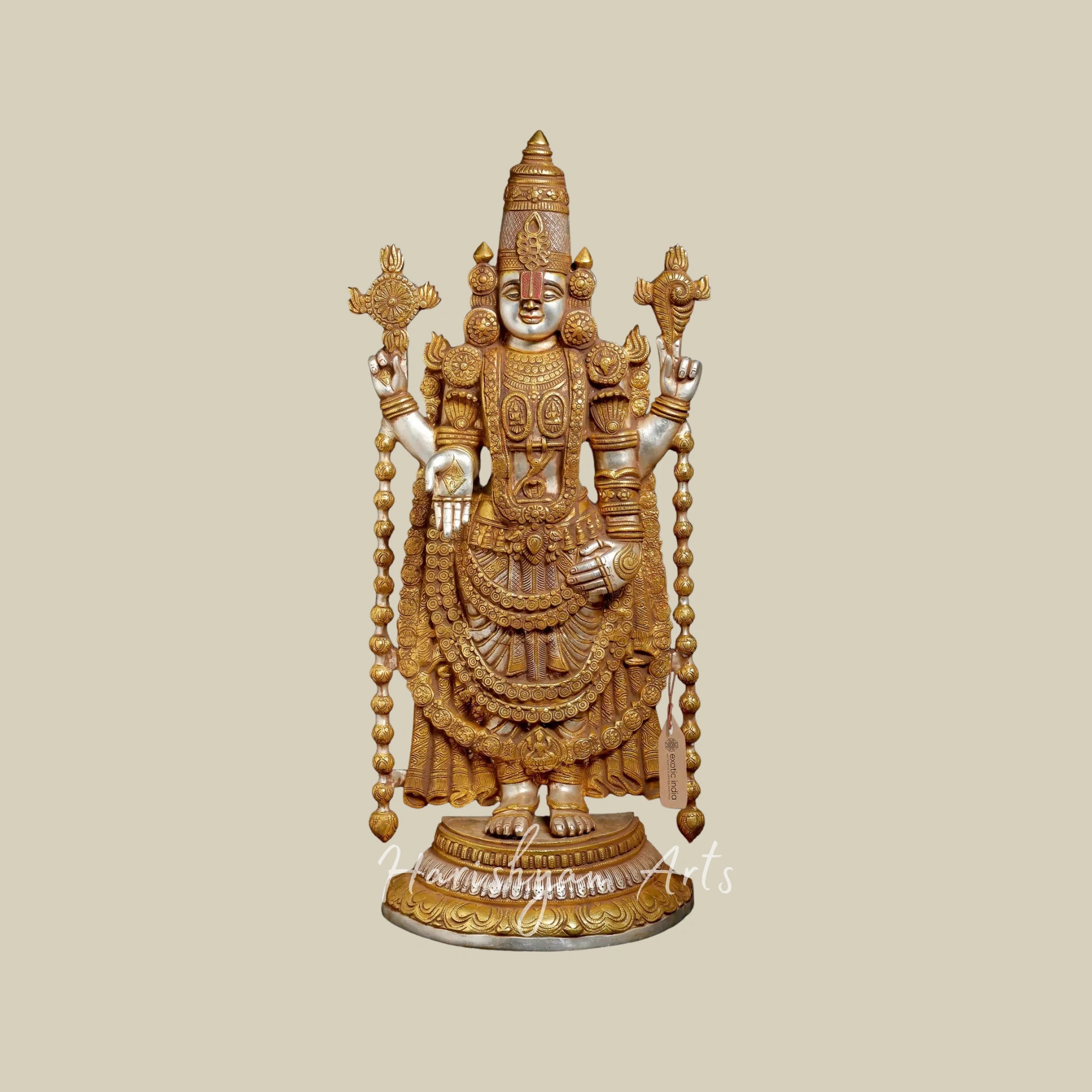 38" Large Brass Lord Venkateswara Idol for Home and Temple Décor