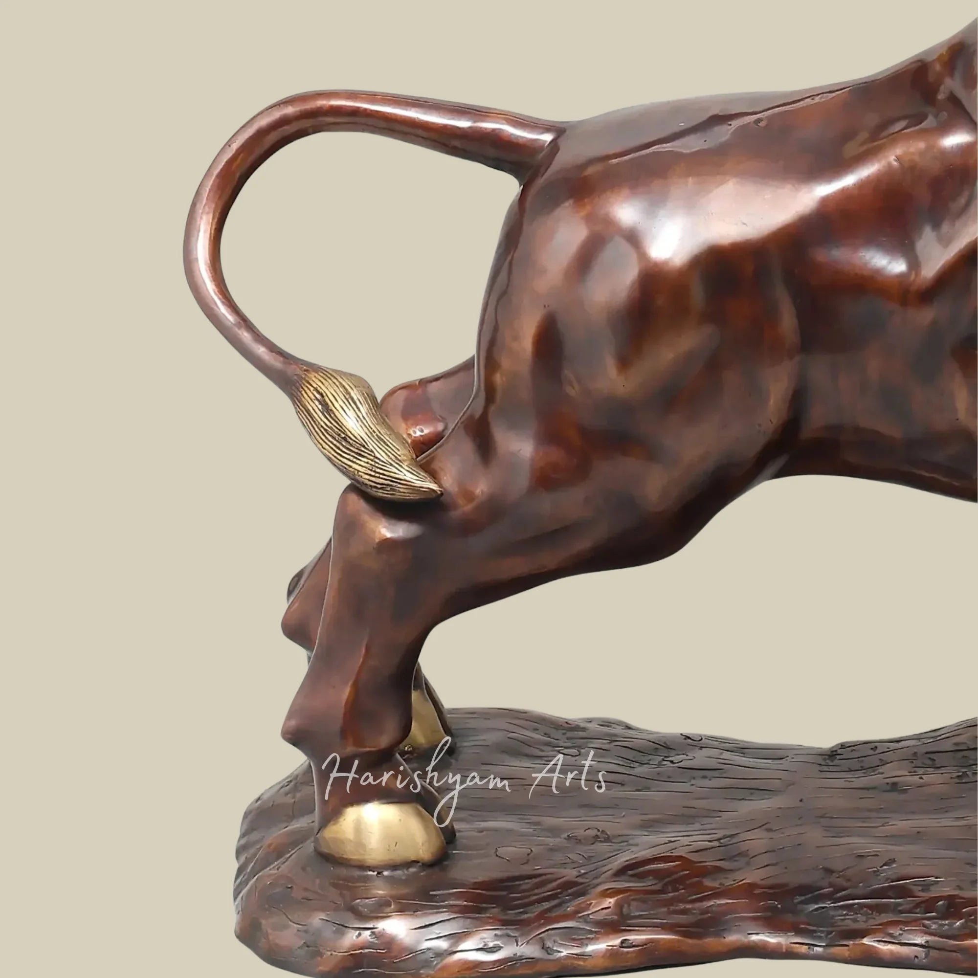 38" Powerful Angry Bull Brass Figurine for Premium Interior Decor