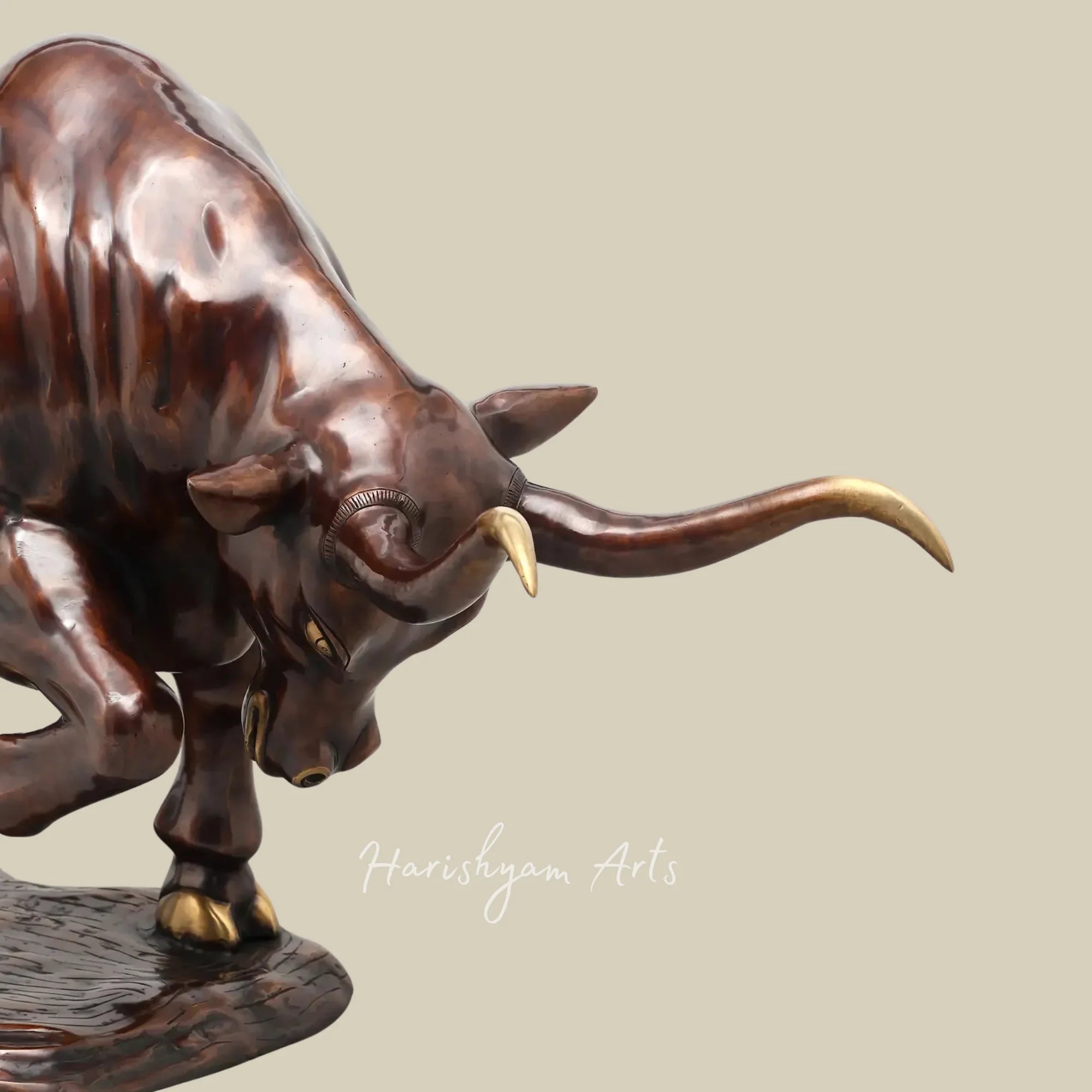 38" Powerful Angry Bull Brass Figurine for Premium Interior Decor
