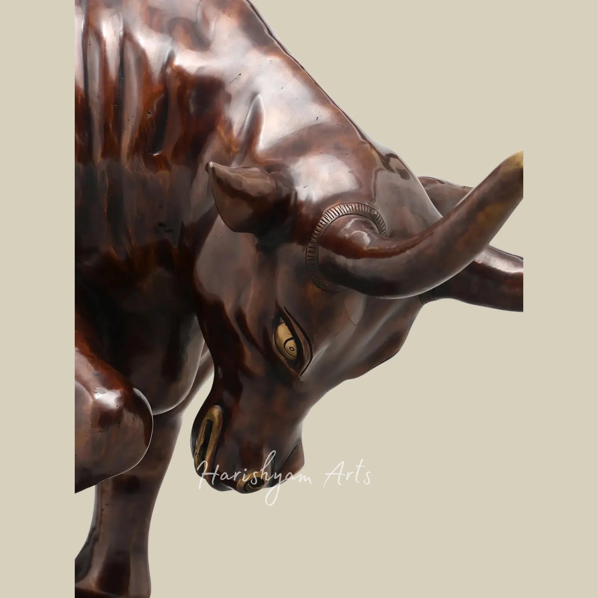 38" Powerful Angry Bull Brass Figurine for Premium Interior Decor