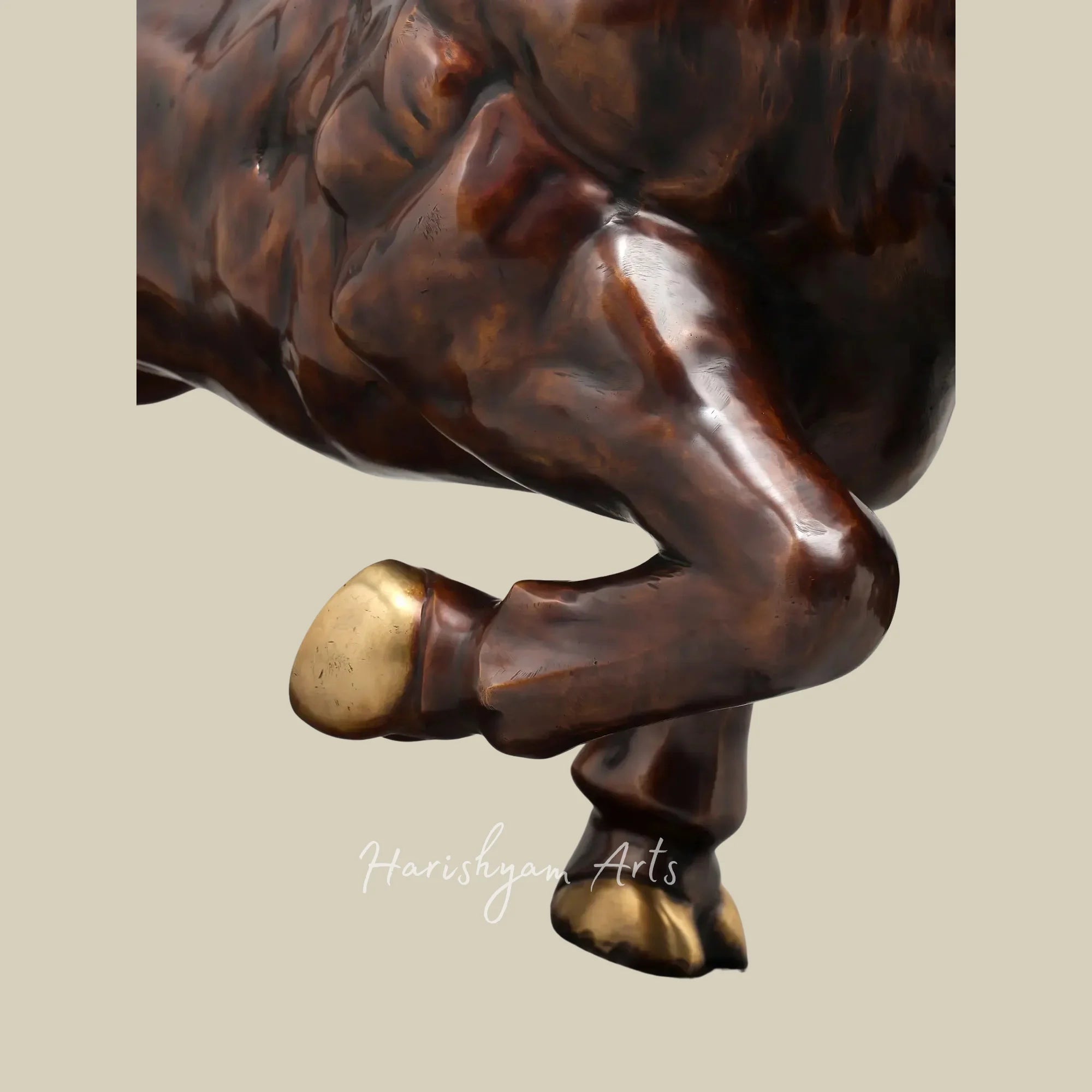 38" Powerful Angry Bull Brass Figurine for Premium Interior Decor