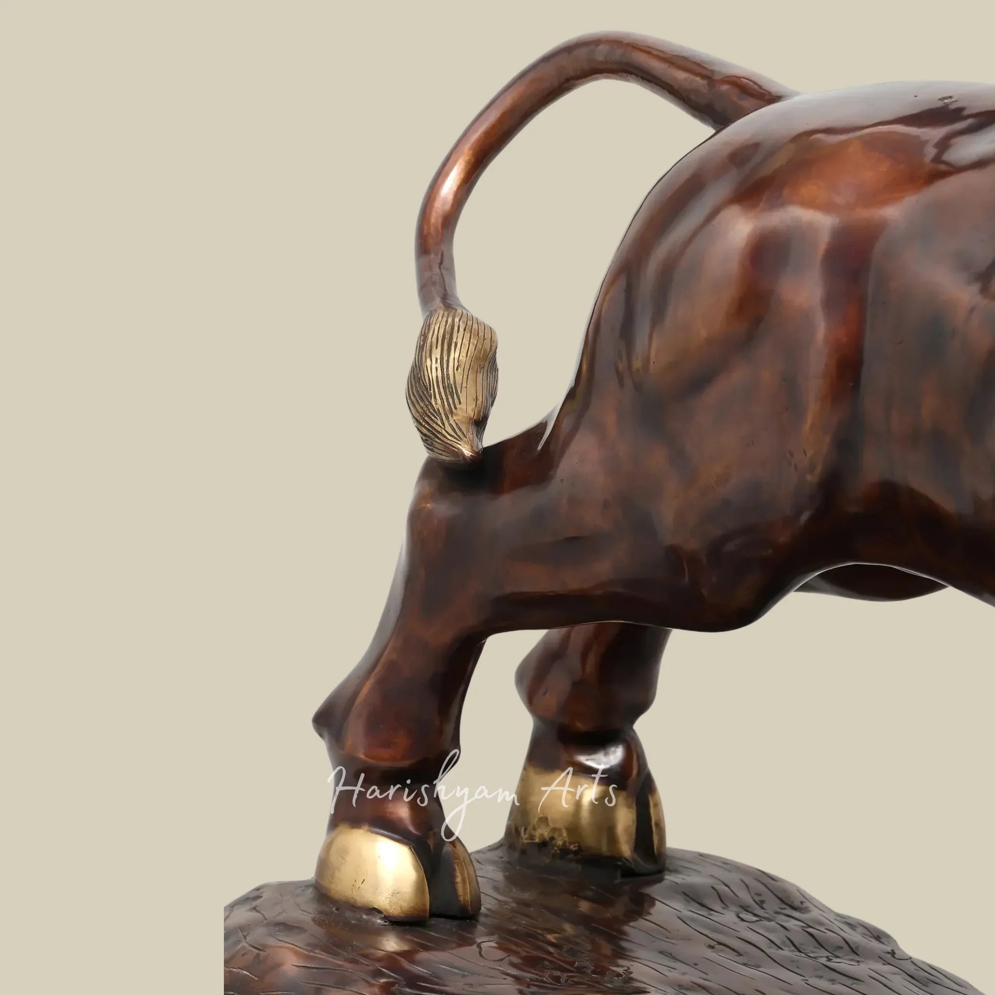 38" Powerful Angry Bull Brass Figurine for Premium Interior Decor