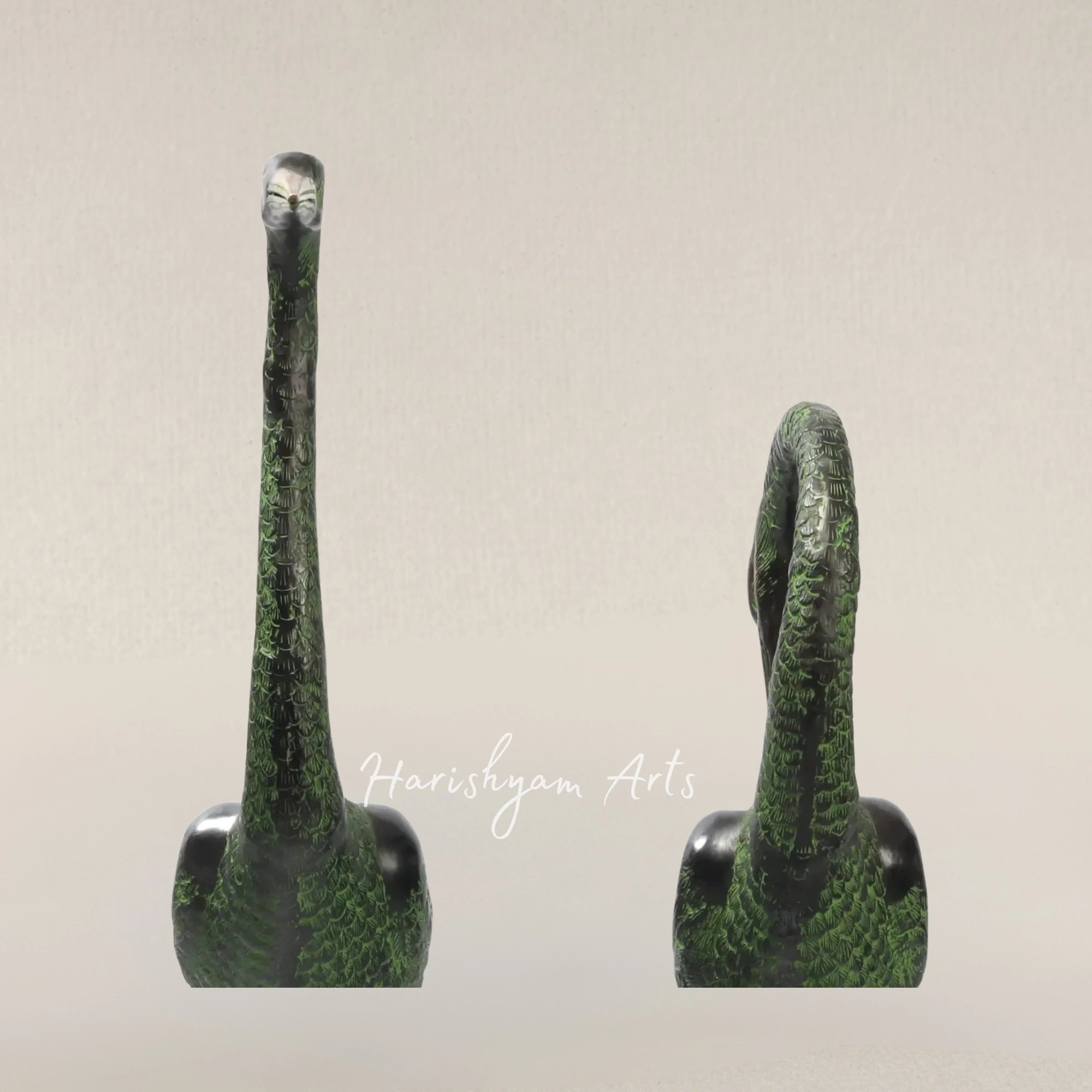 39" Large Brass Pair of Crane Bird