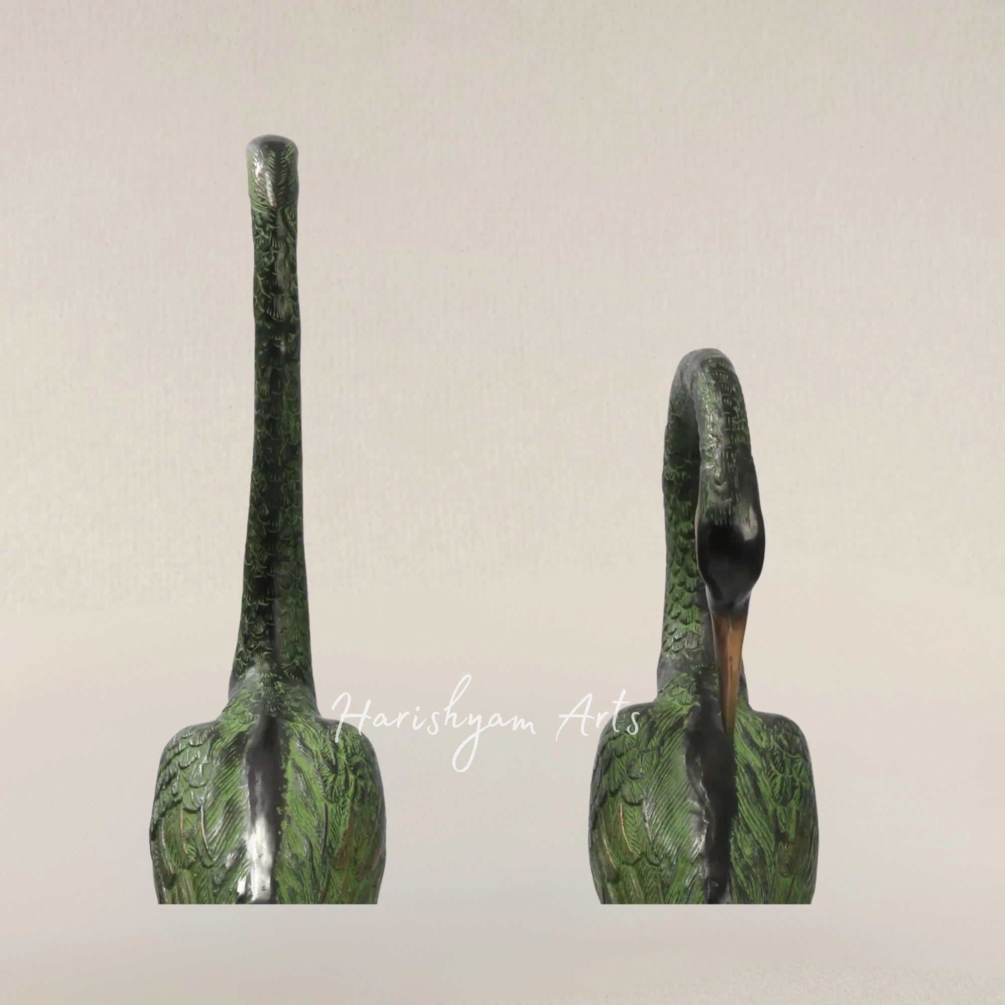 39" Large Brass Pair of Crane Bird