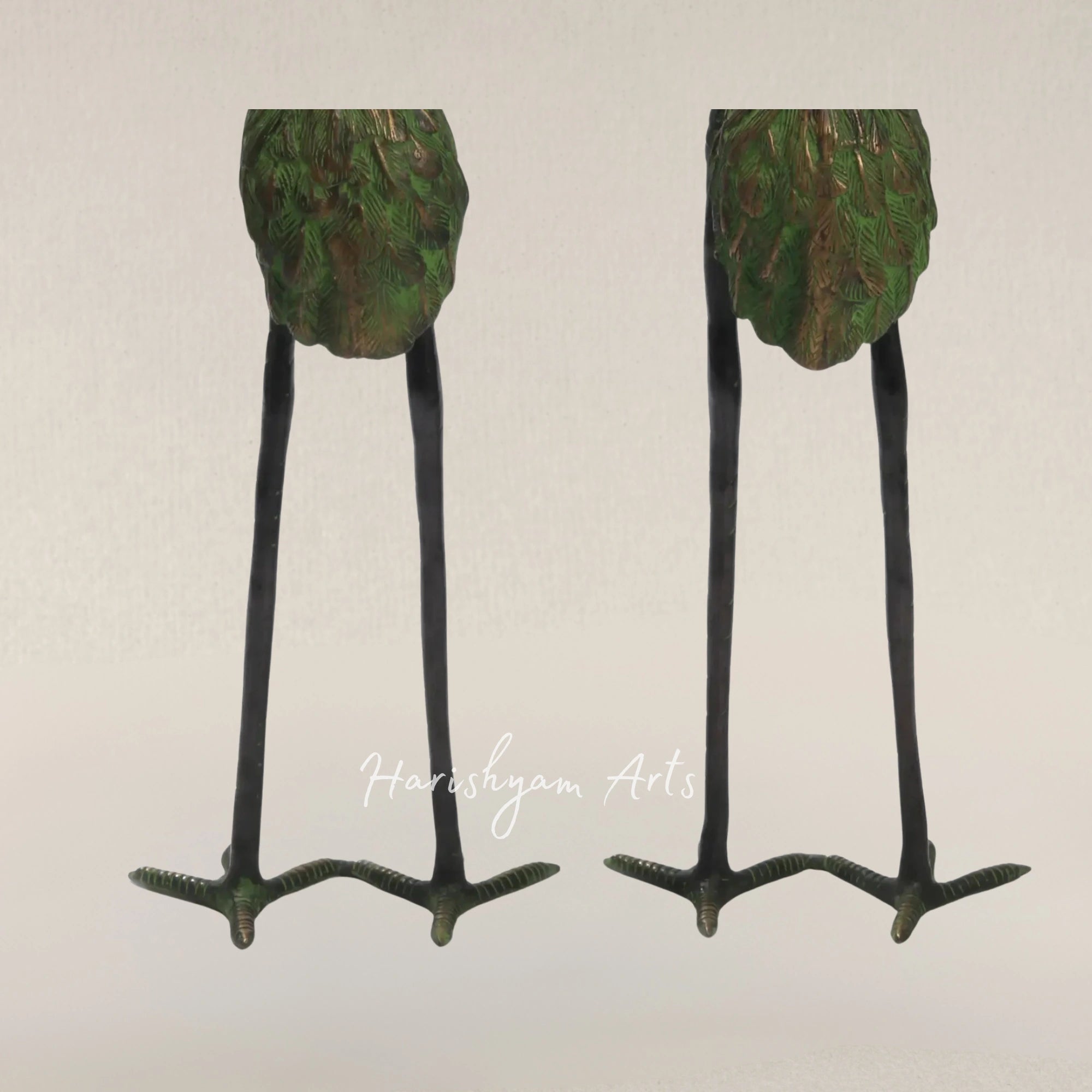 39" Large Brass Pair of Crane Bird