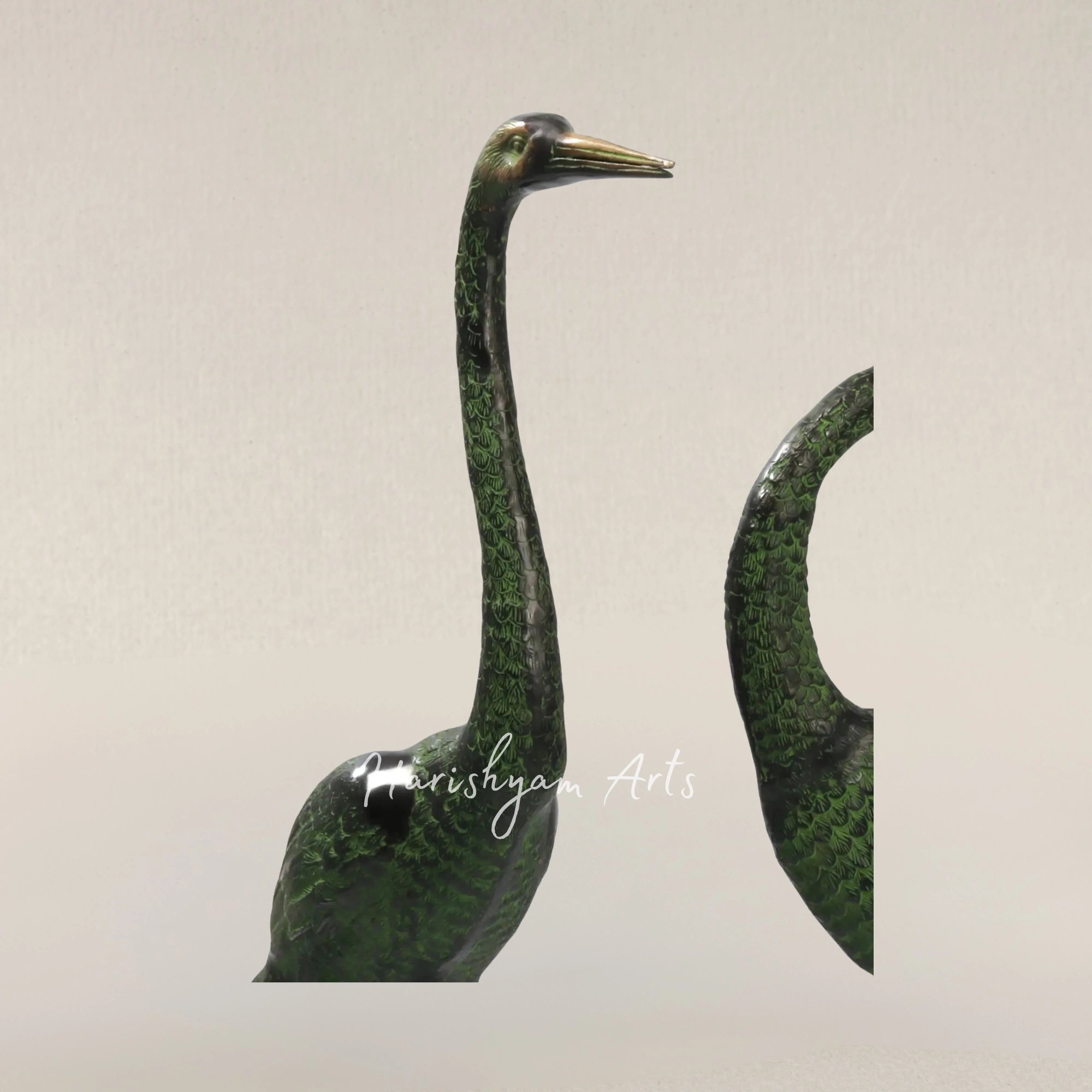39" Large Brass Pair of Crane Bird