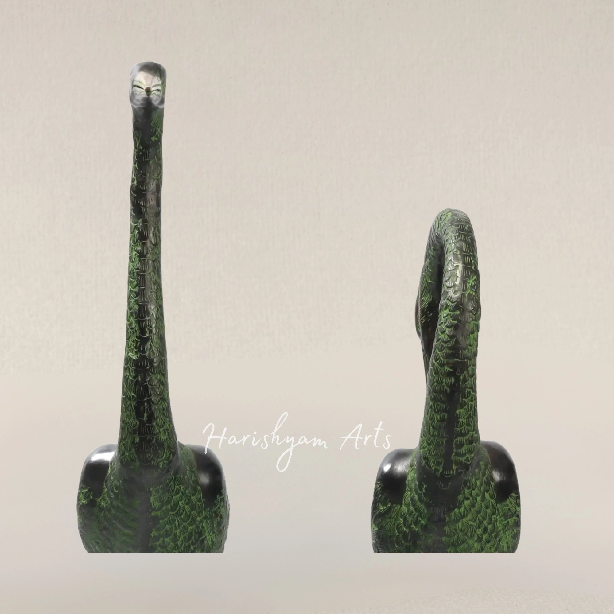 39" Large Brass Pair of Crane Bird