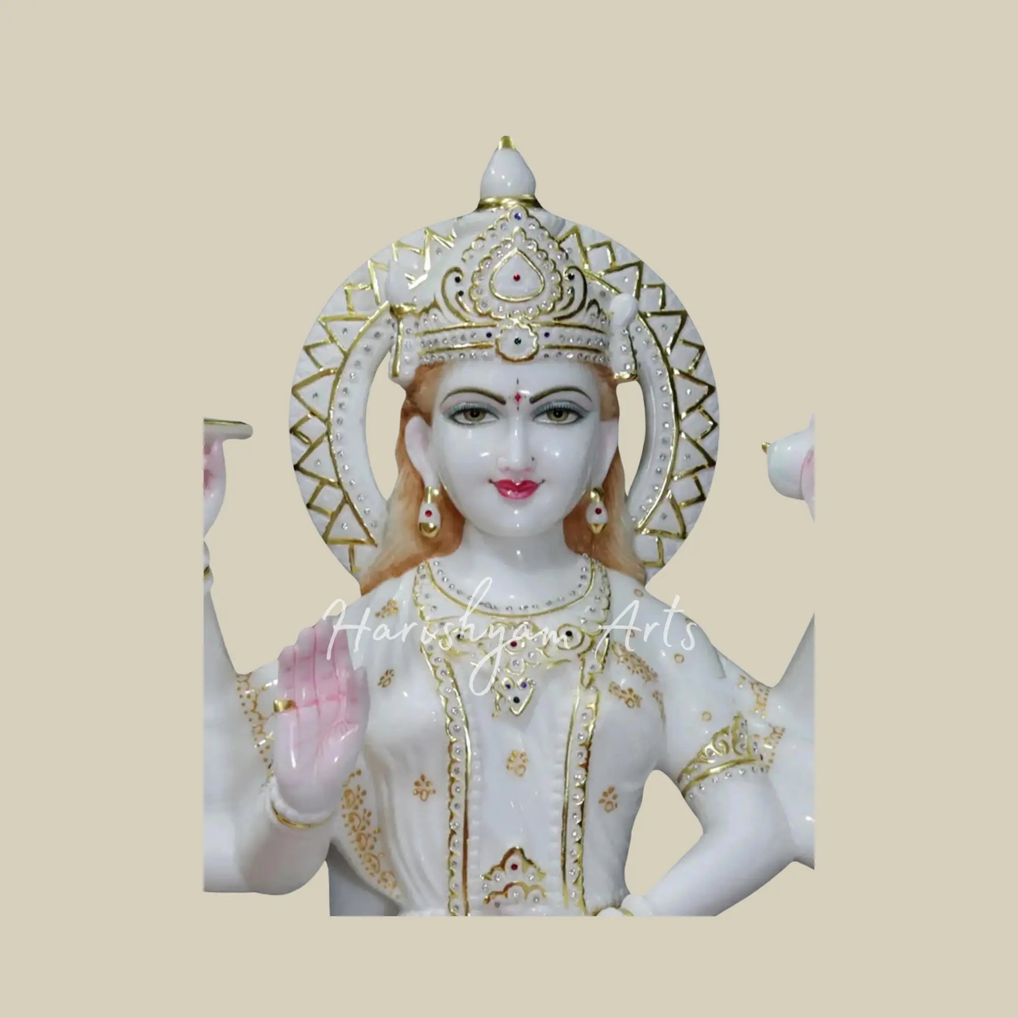 39" Large Durga Maa Durga Maa Seated on Lion White Makrana Marble Statue