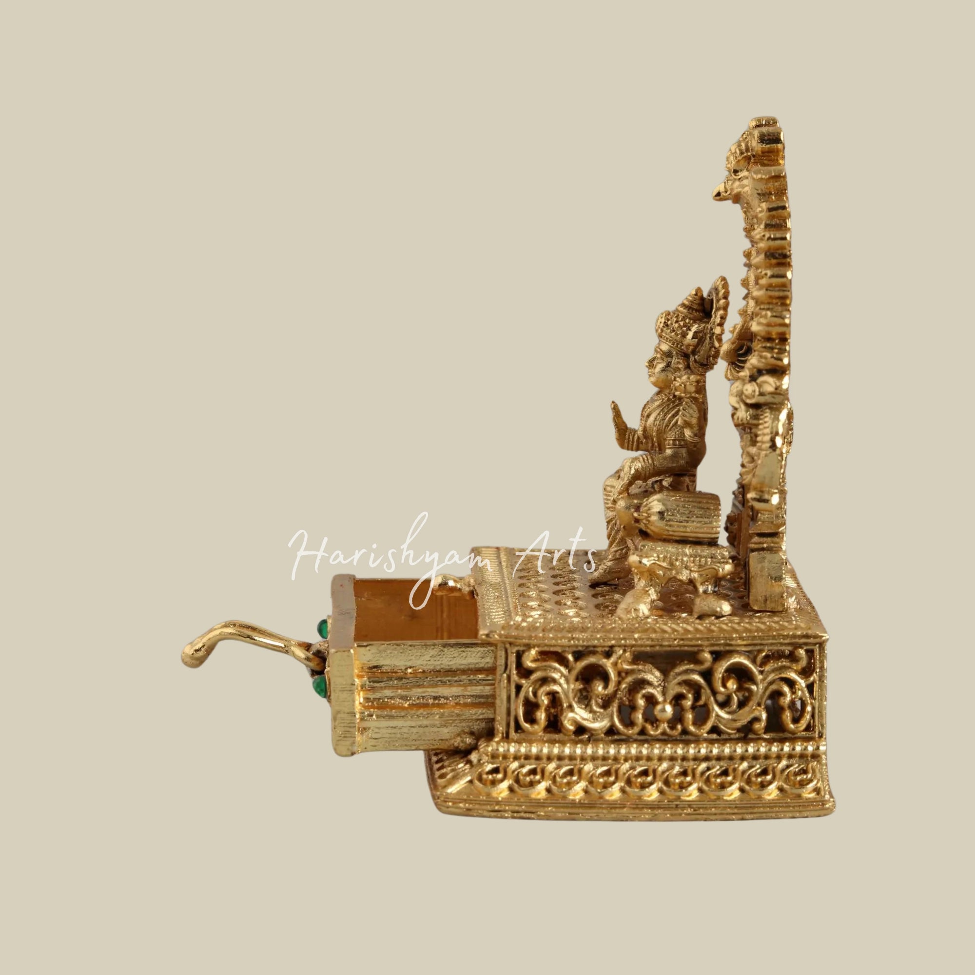 3" Brass Goddess Lakshmi On Throne Sindoor Drawer3