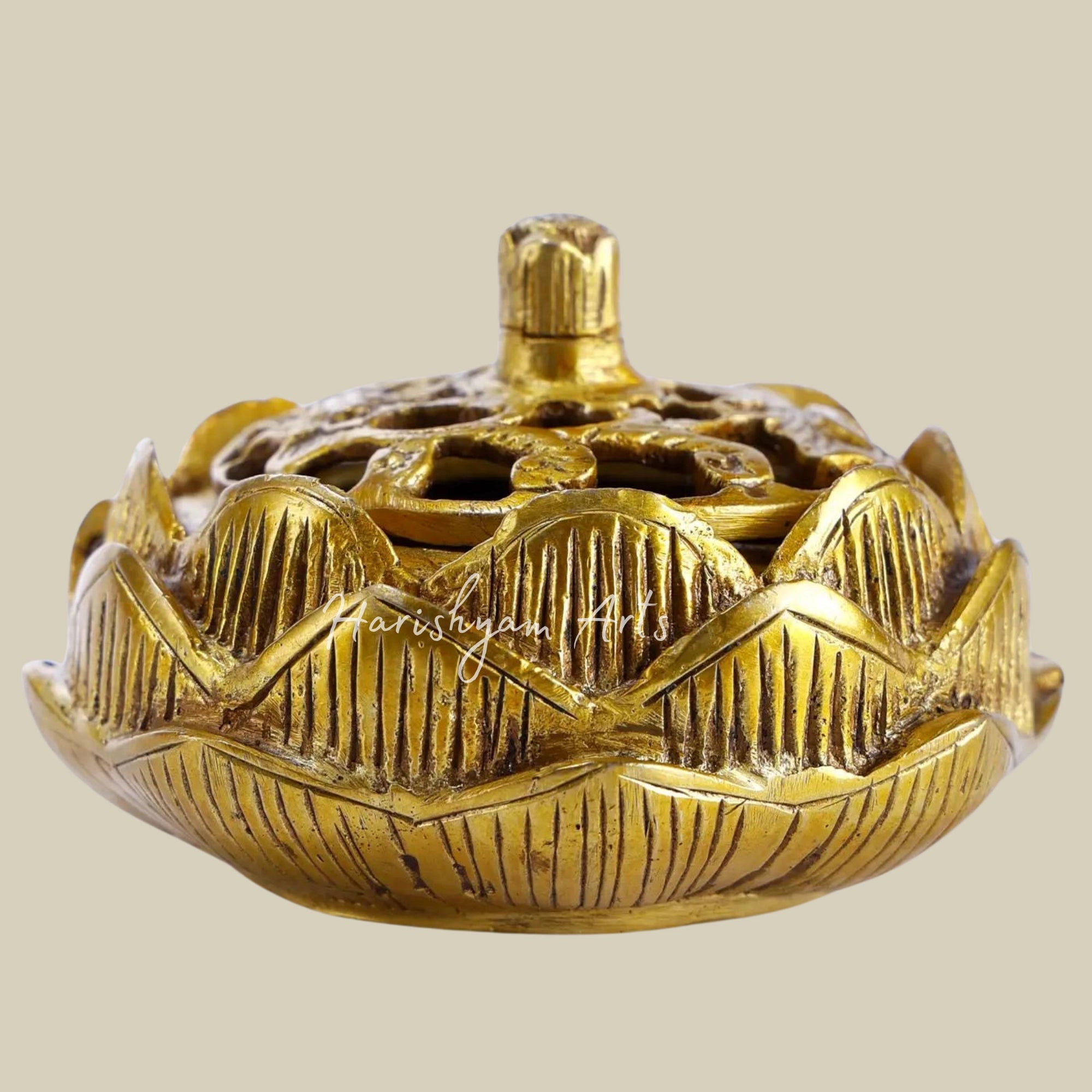 3" Brass Lotus Design Dhoop Burner