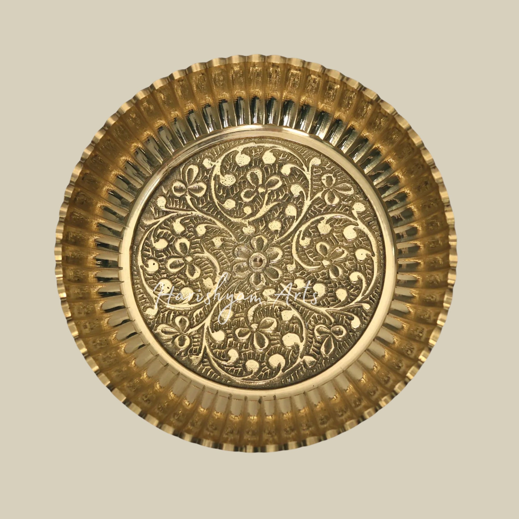 3" Brass Plate with Floral Design2