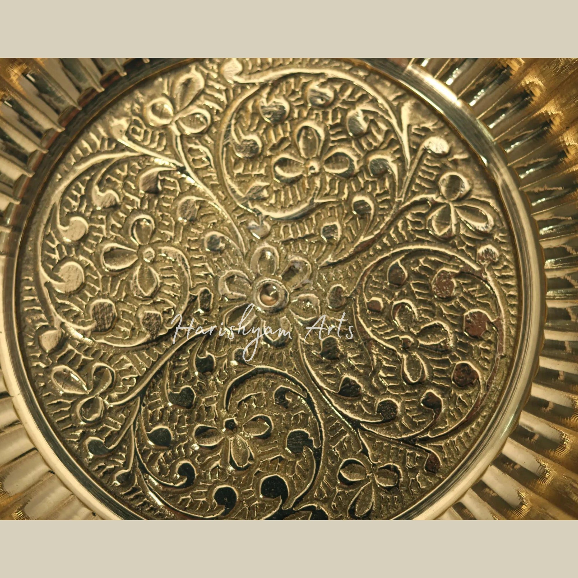 3" Brass Plate with Floral Design3