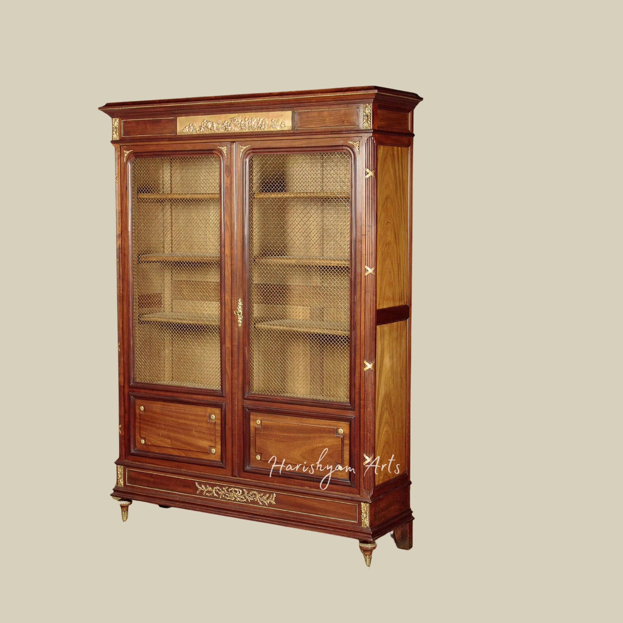 41" Elegant Brass Mounted Wooden Bookcase